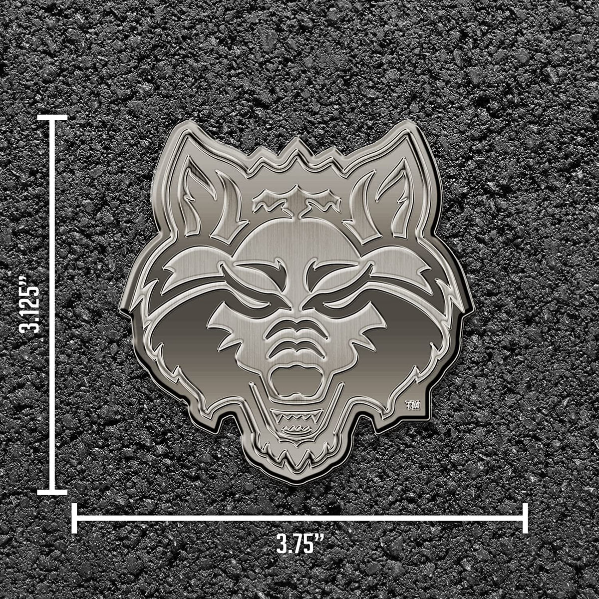 Arkansas State University Red Wolves Solid Metal Auto Emblem Antique Nickel for Car/Truck/SUV 4