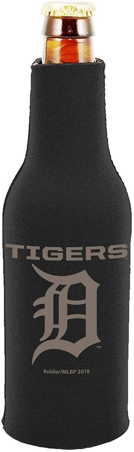 Detroit Tigers 2-Pack Tonal Black Design Zipper Bottle Beverage Insulator Neoprene Holder Cooler Baseball