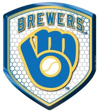 Milwaukee Brewers High Intensity Reflector, Shield Shape, Raised Decal Sticker, 2.5x3.5 Inch, Home or Auto, Full Adhesive Backing 1