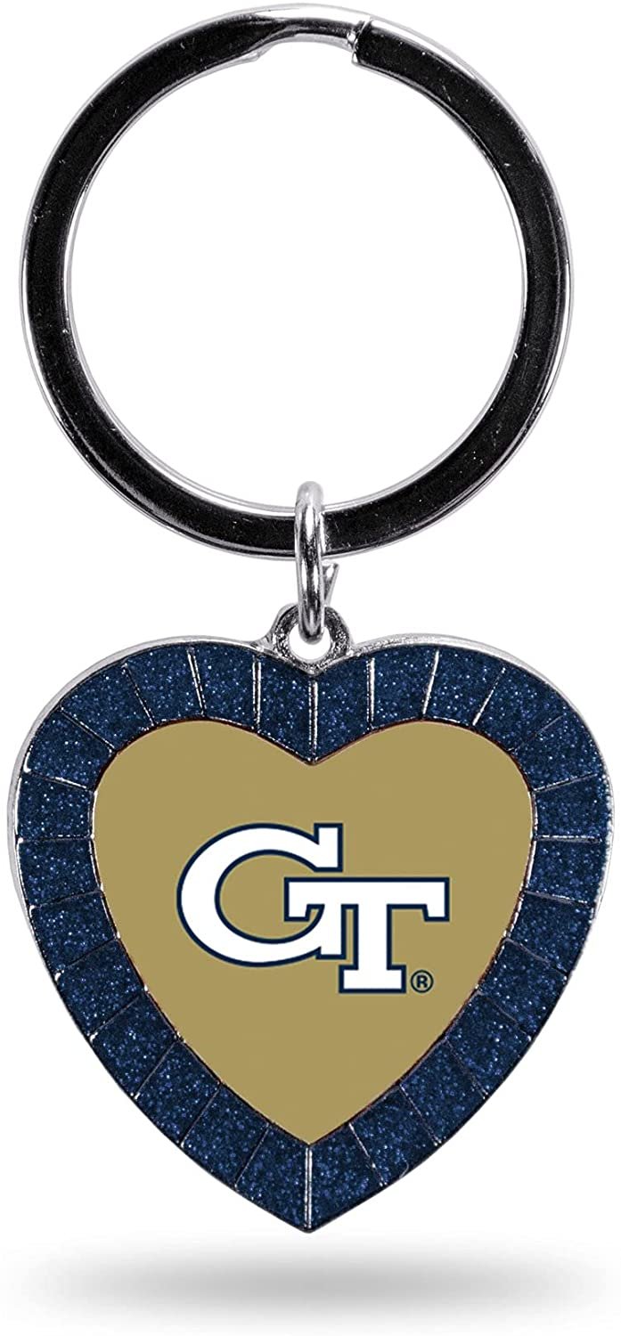 Georgia Tech Keychain Rhinestone Heart Decal Emblem Team Color University of 1