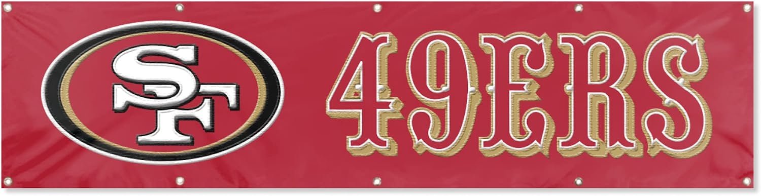 San Francisco 49ers Giant 8x2 Feet Banner Flag Premium Embroidered Nylon Construction Metal Grommets 1
