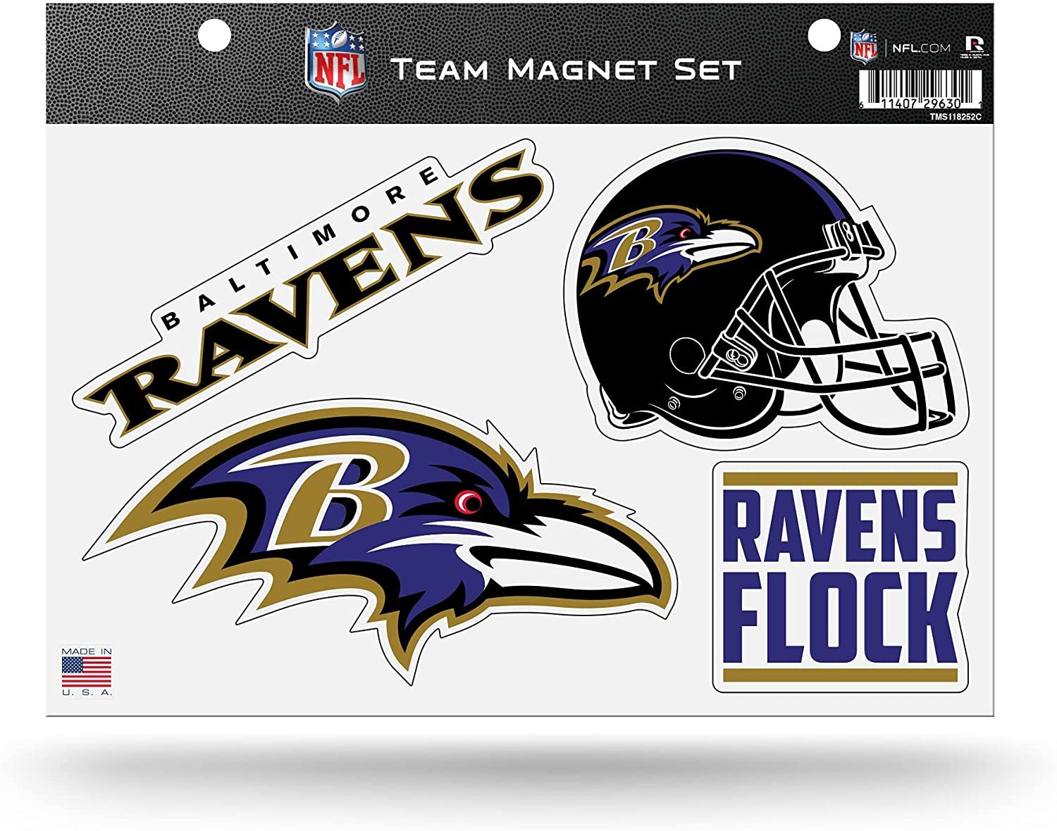 Rico Industries NFL Baltimore Ravens 8.5" x 11" Team Magnet Set for Car, Refrigerator, Fridge, Locker, Office Cabinet 1
