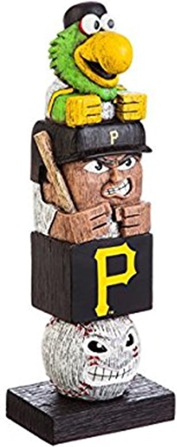Pittsburgh Pirates Garden Statue, Tiki Totem Style, Outdoor or Indoor Use, 16 Inch Tall, Beautiful Hand Painted Resin… 1