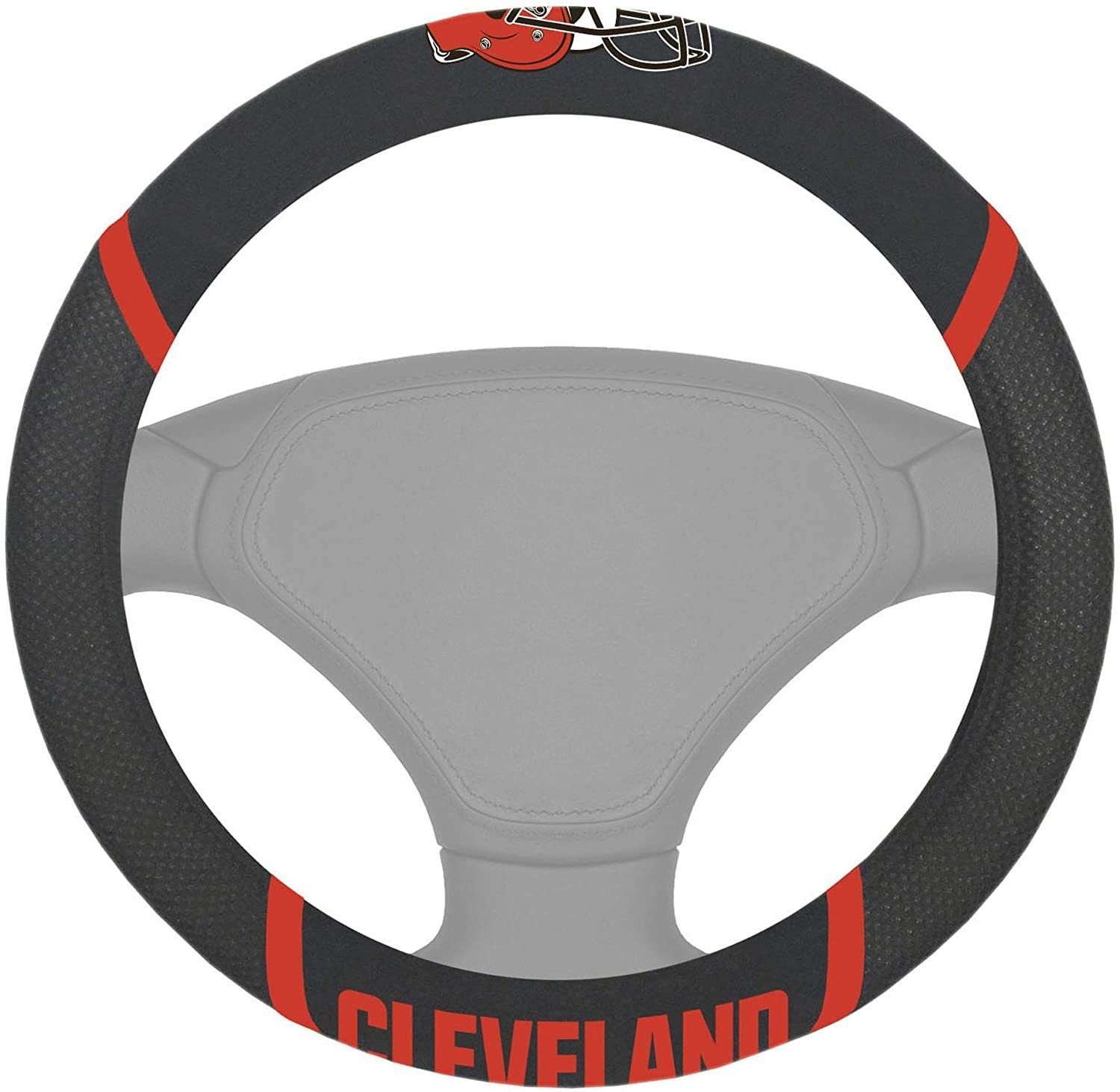 Cleveland Browns Premium 15 Inch Black Emroidered Steering Wheel Cover