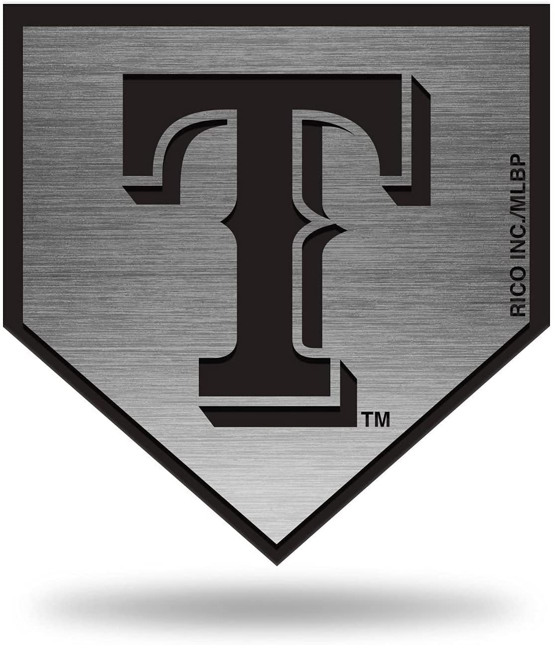 Texas Rangers Auto Emblem Decal Premium Solid Metal Antique Nickel Design Raised Baseball 1