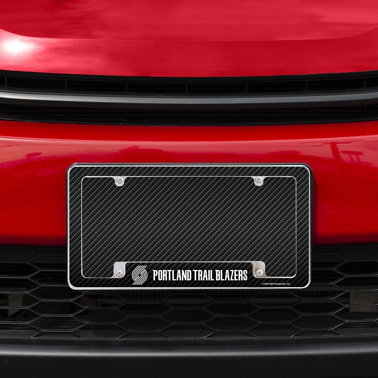 Portland Trail Blazers Metal License Plate Frame Chrome Tag Cover Carbon Fiber Design 12x6 Inch 2