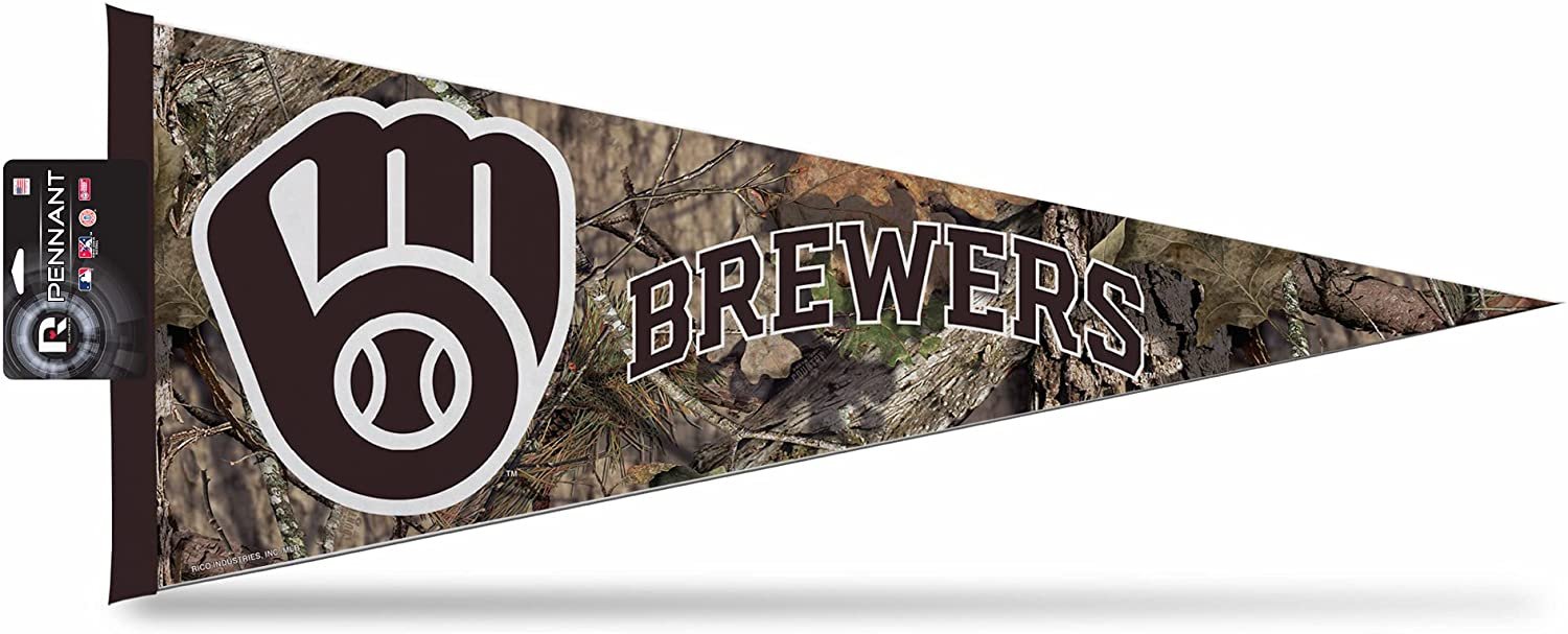 Milwaukee Brewers Pennant Mossy Oak Camo Design Felt 12x30 Inch 1