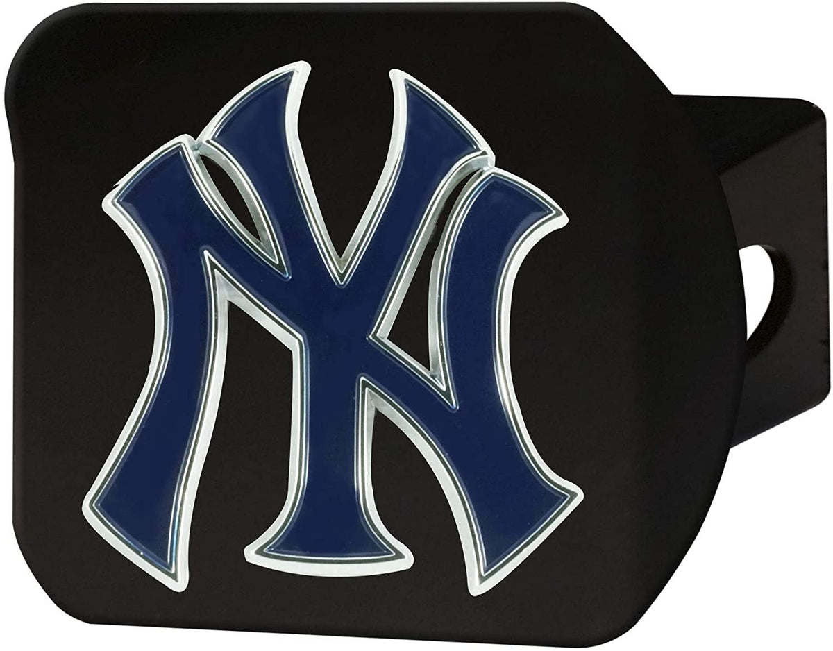 New York Yankees Hitch Cover Black Solid Metal with Raised Color Metal Emblem 2" Square Type III