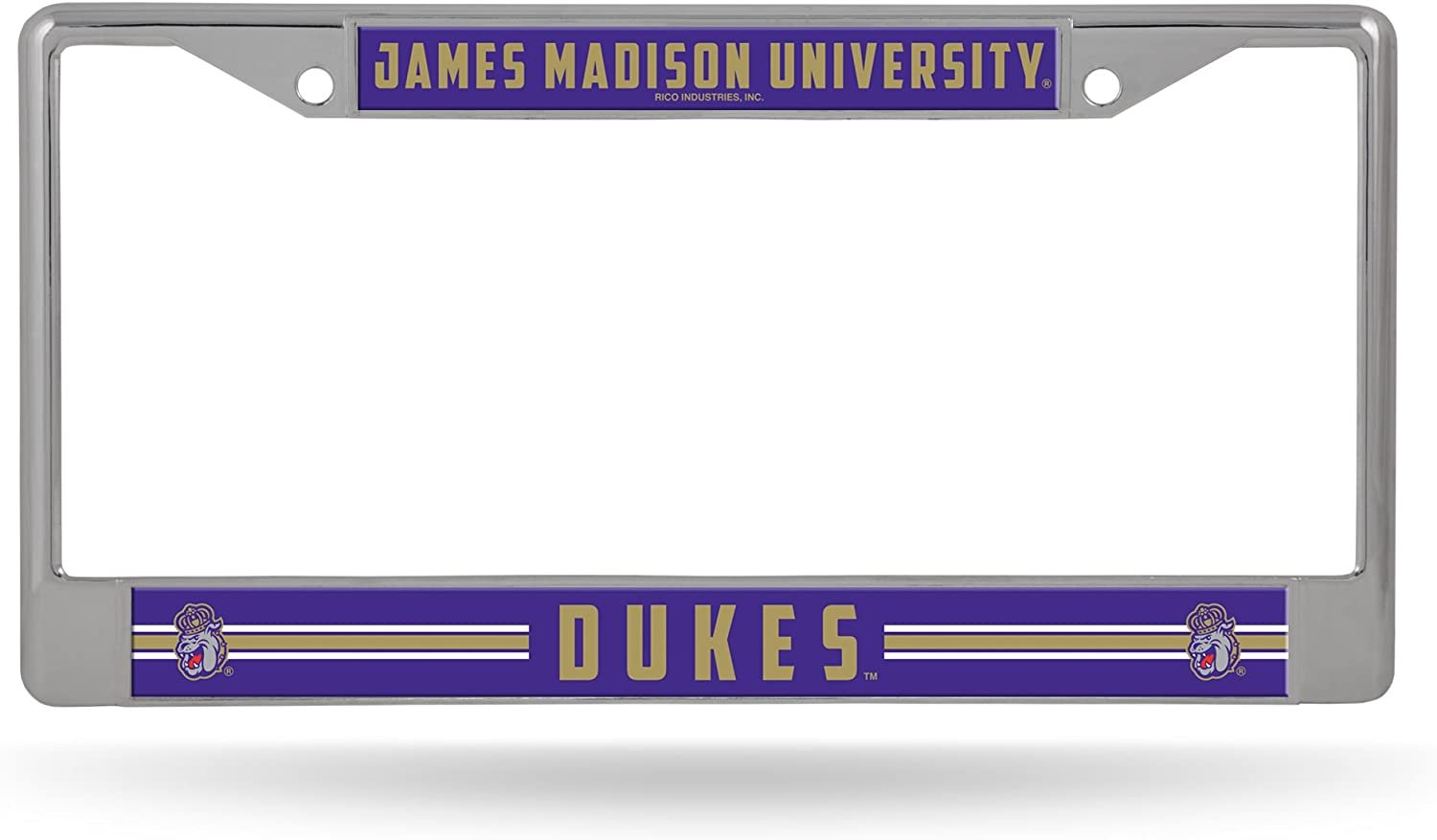 James Madison University Dukes Premium Metal License Plate Frame Chrome Tag Cover, 12x6 Inch