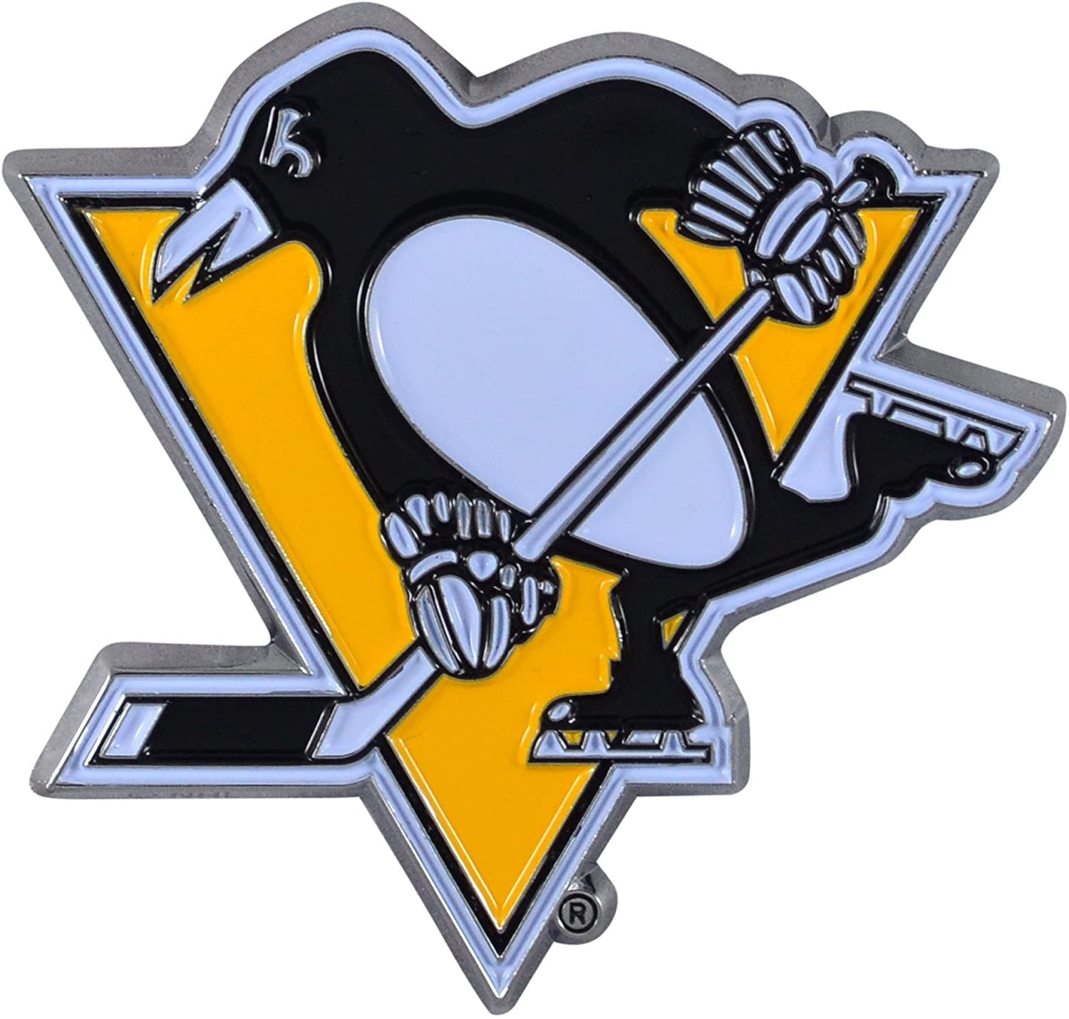 Pittsburgh Penguins Premium Solid Metal Raised Auto Emblem, Shape Cut, Adhesive Backing