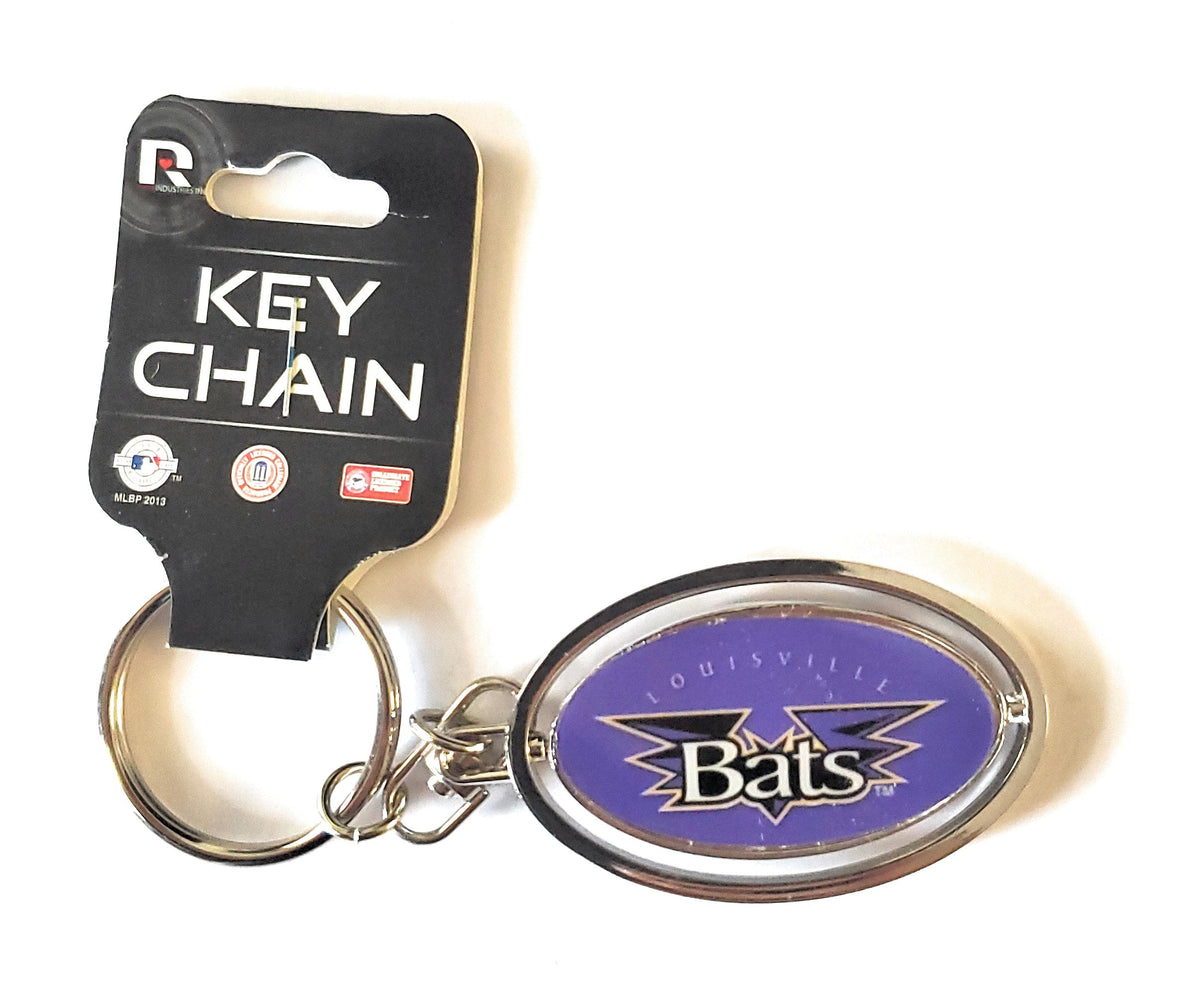 Louisville Bats Metal Keychain Oval 2-sided Spinner Baseball Minor League 1