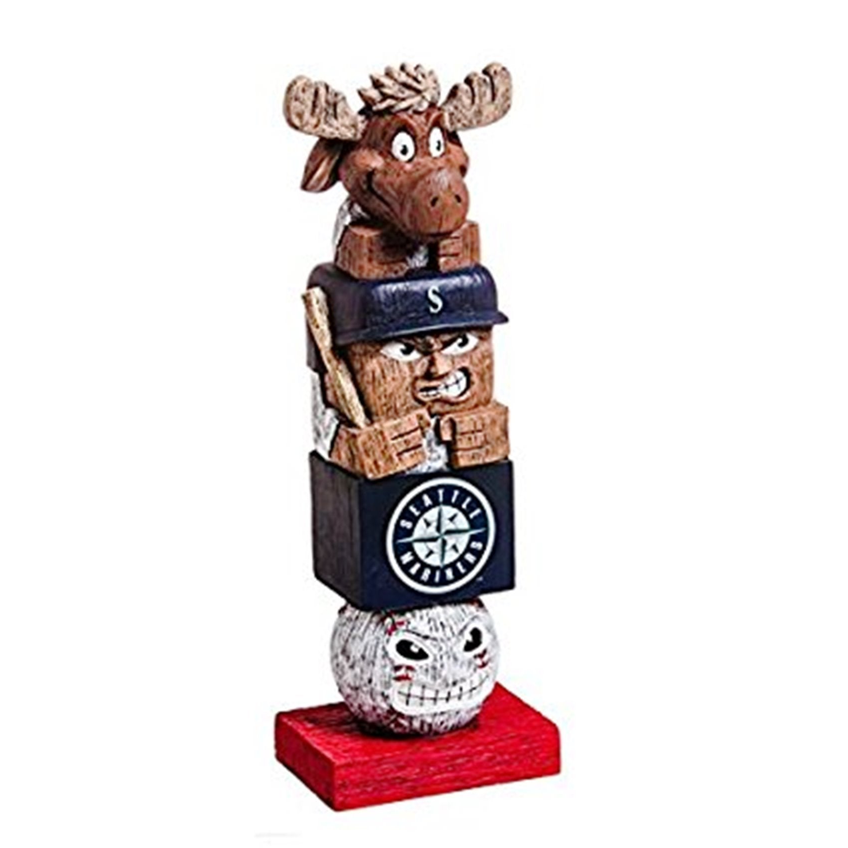 Seattle Mariners Garden Statue, Tiki Totem Style, Outdoor or Indoor Use, 16 Inch Tall, Beautiful Hand Painted Resin Polystone Construction