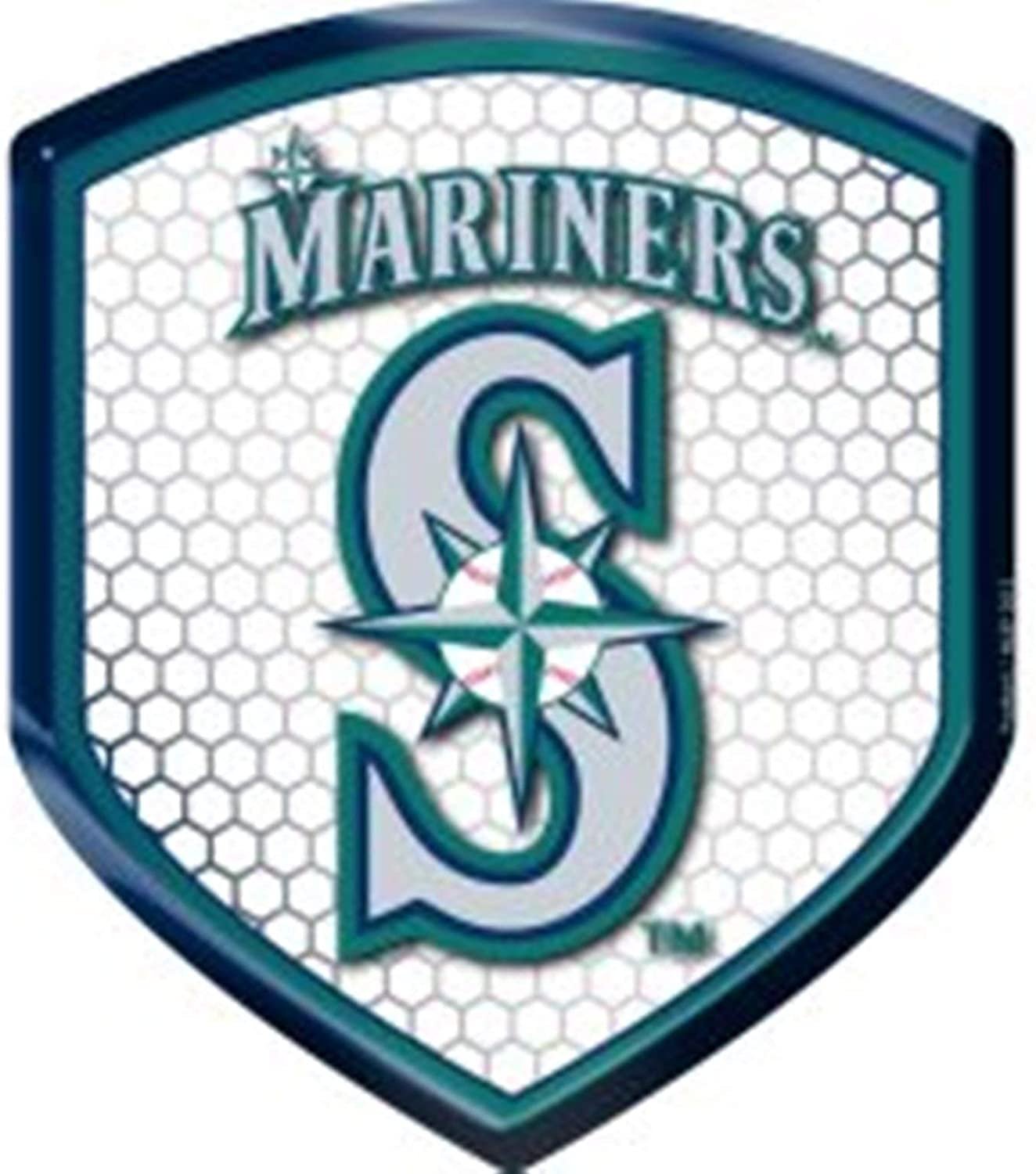 Seattle Mariners High Intensity Reflector, Shield Shape, Raised Decal Sticker, 2.5x3.5 Inch, Home or Auto, Full Adhesive Backing
