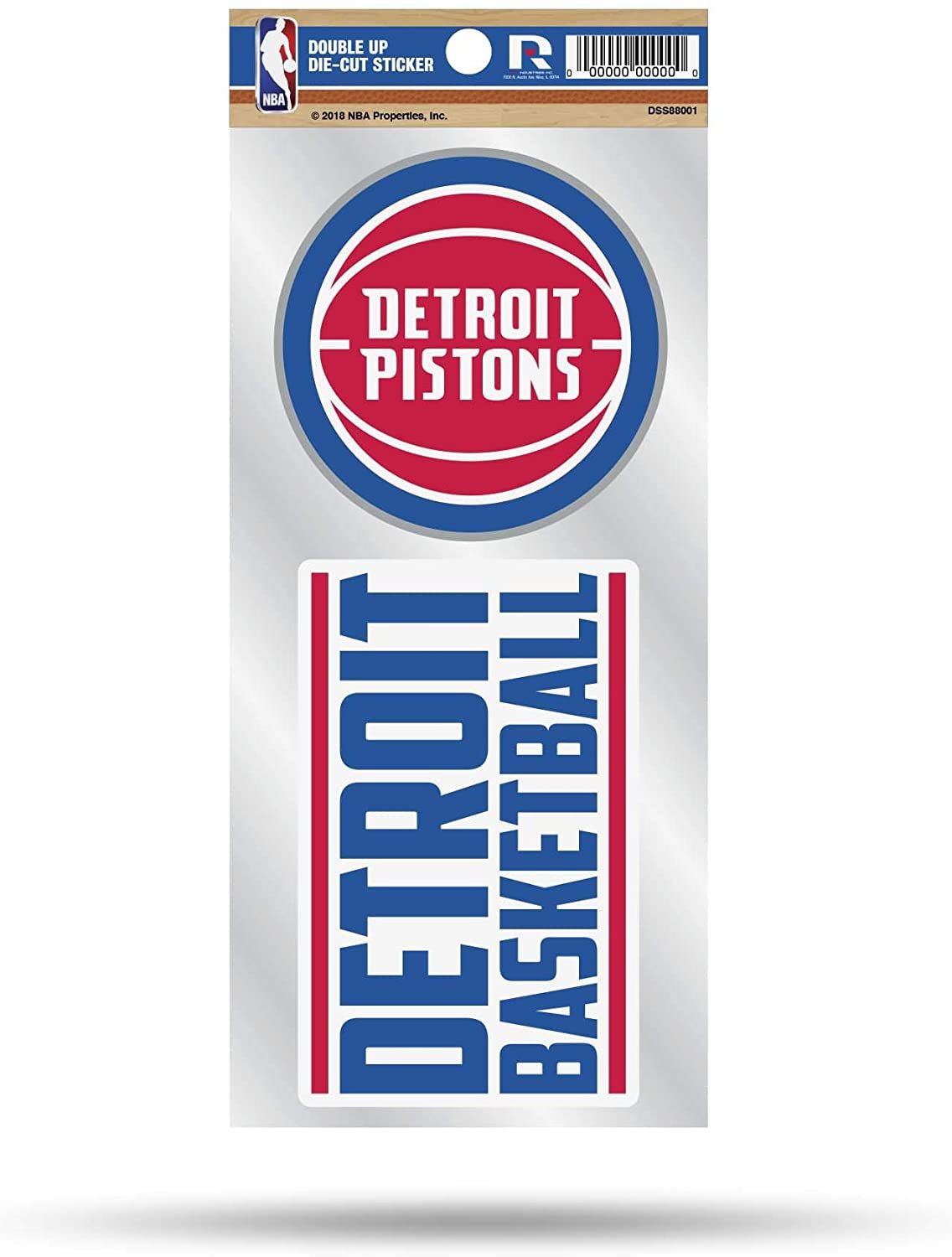 Detroit Pistons Double Up Die Cut 2-Piece Sticker Sheet 1
