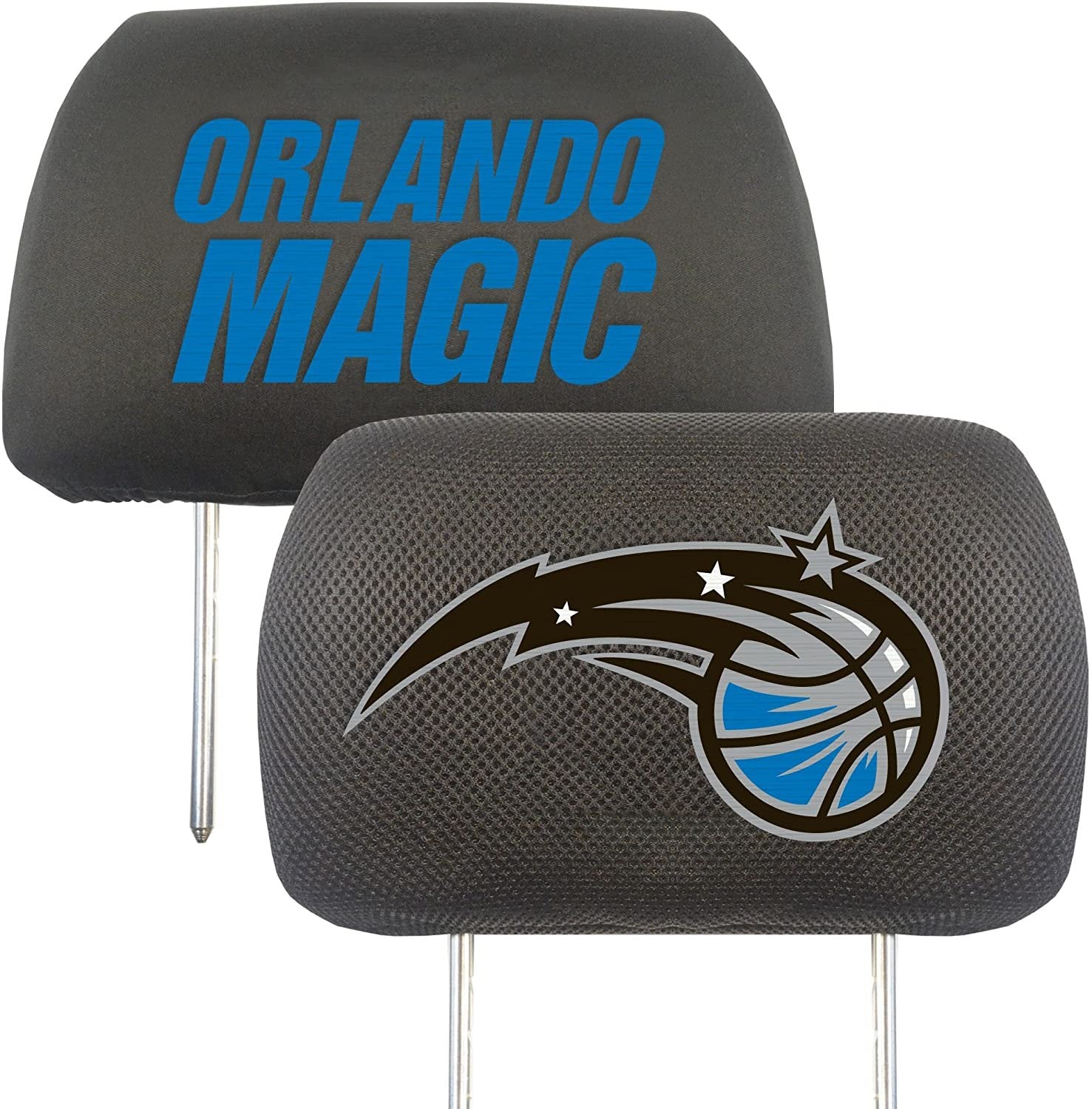 Orlando Magic Pair of Premium Auto Head Rest Covers, Embroidered, Black Elastic, 14x10 Inch 1
