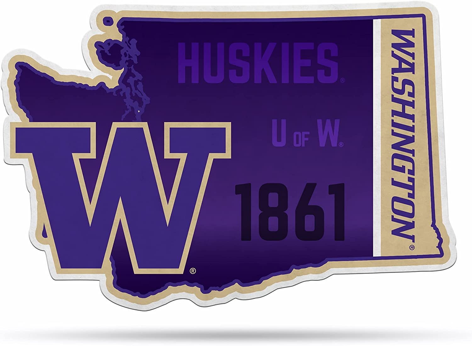 Washington Huskies Pennant State Shape 18 Inch Soft Felt University of 1