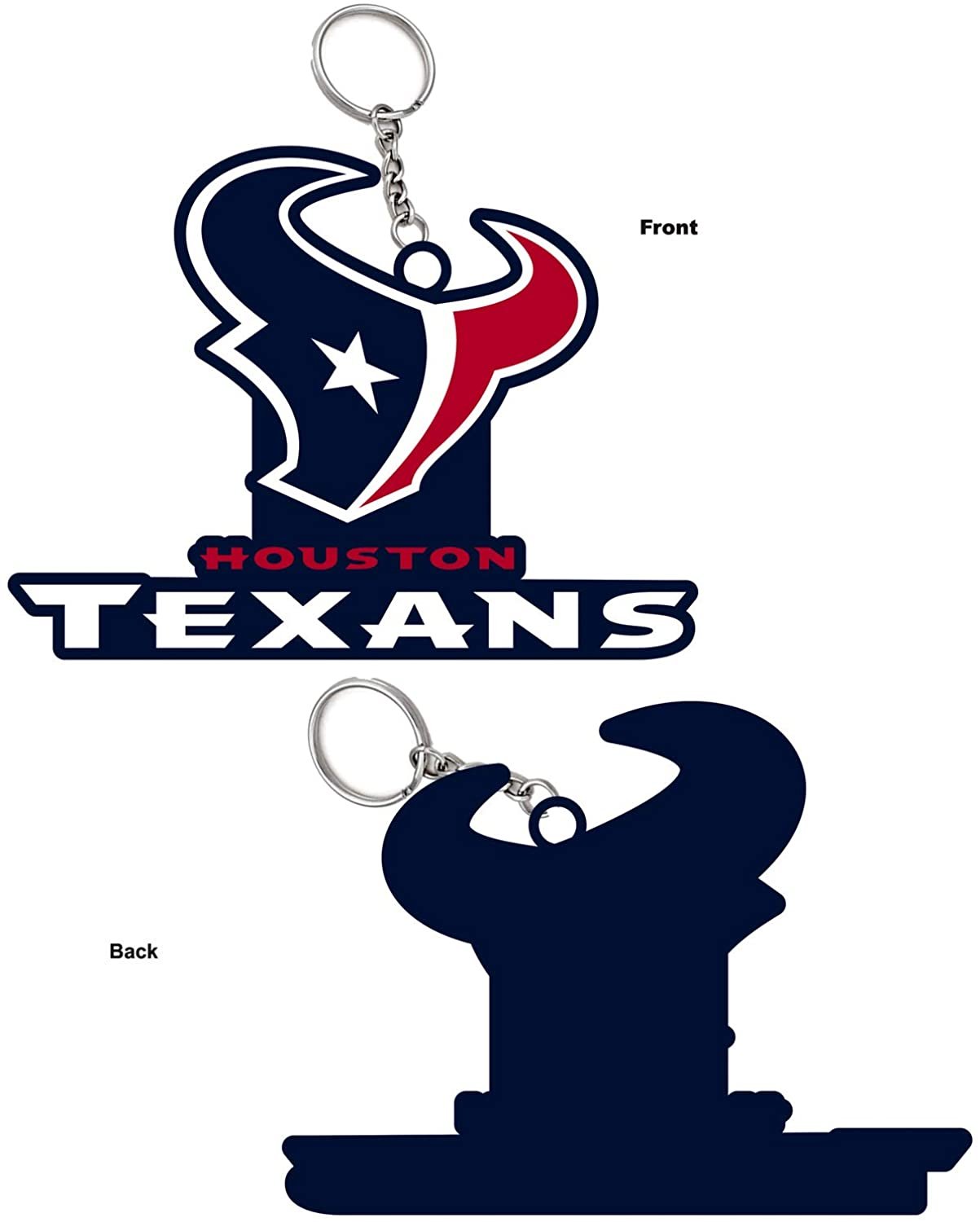 Houston Texans Bold Sporty Rubber Keychain - 5" Long x 3" Wide x 0.2" High 1