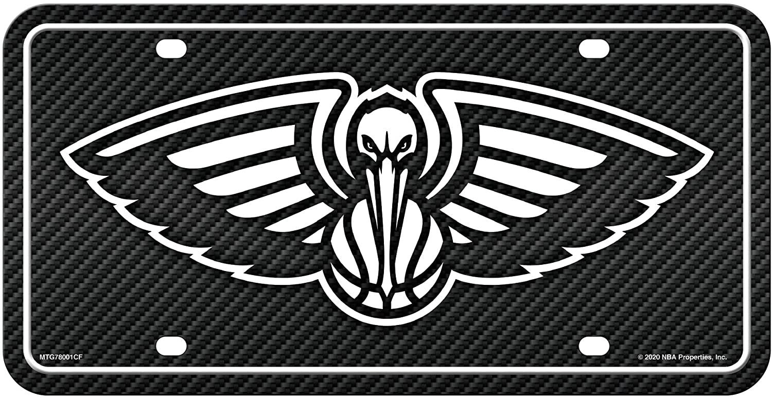 New Orleans Pelicans Auto Tag License Plate, Carbon Fiber Design, 6x12 Inch