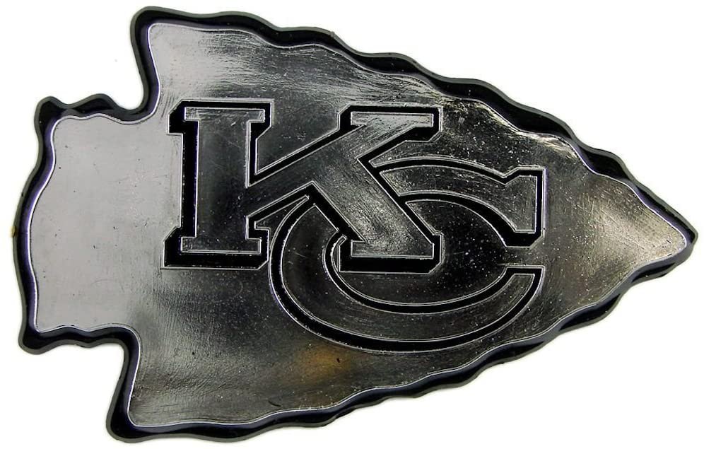Kansas City Chiefs Silver Chrome Color Auto Emblem Molded Raised Adhesive Tape Backing 1