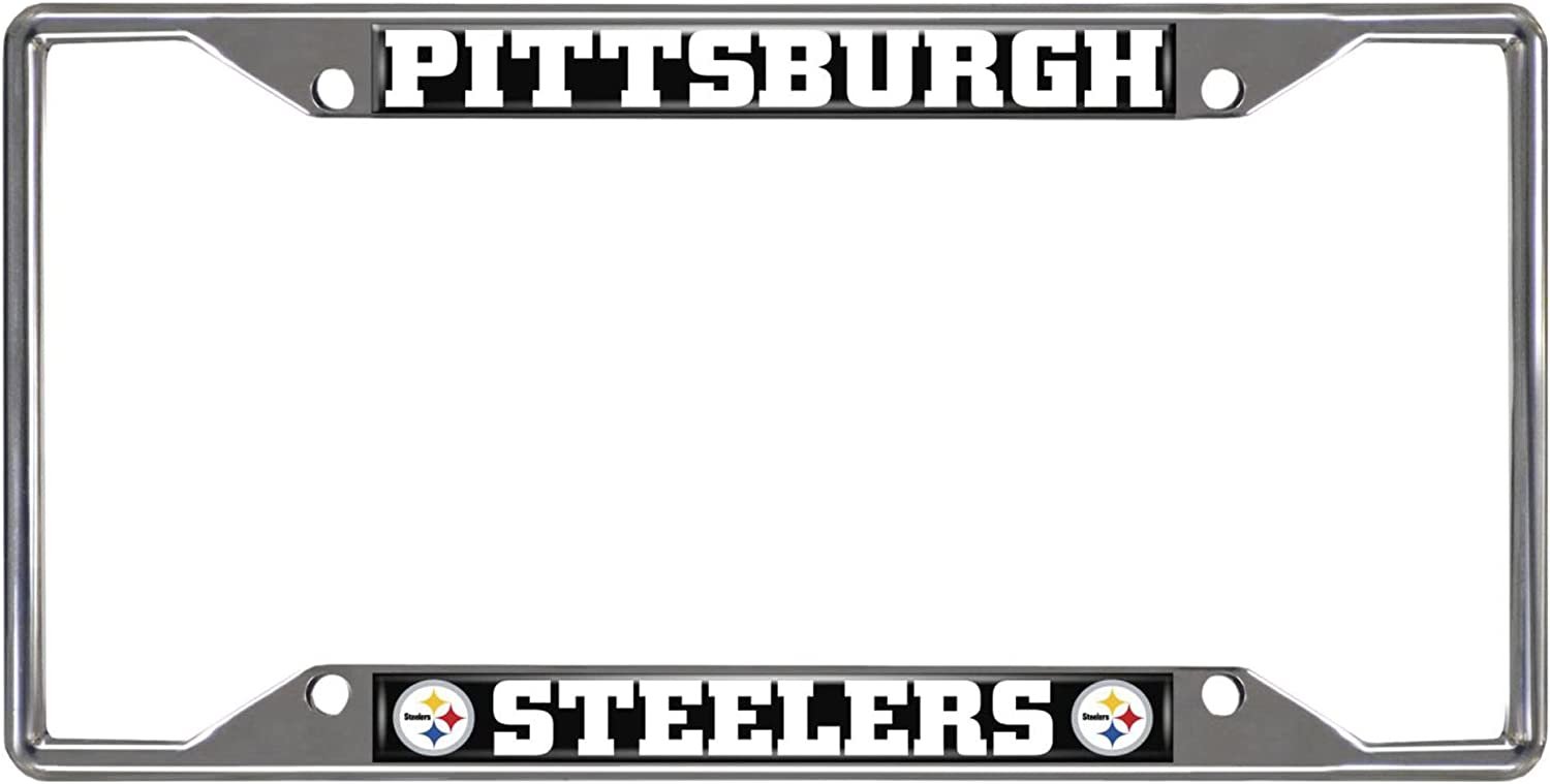 Pittsburgh Steelers Metal License Plate Frame Chrome Tag Cover 6x12 Inch
