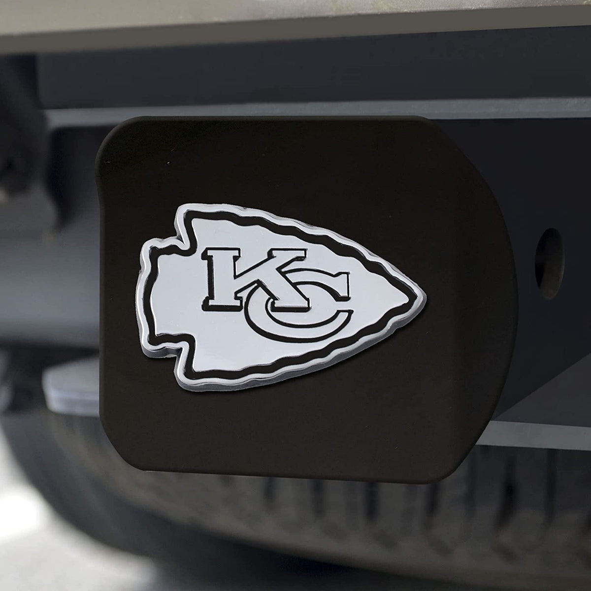 NFL Kansas City Chiefs Metal Hitch Cover, Black, 2" Square Type III Hitch Cover