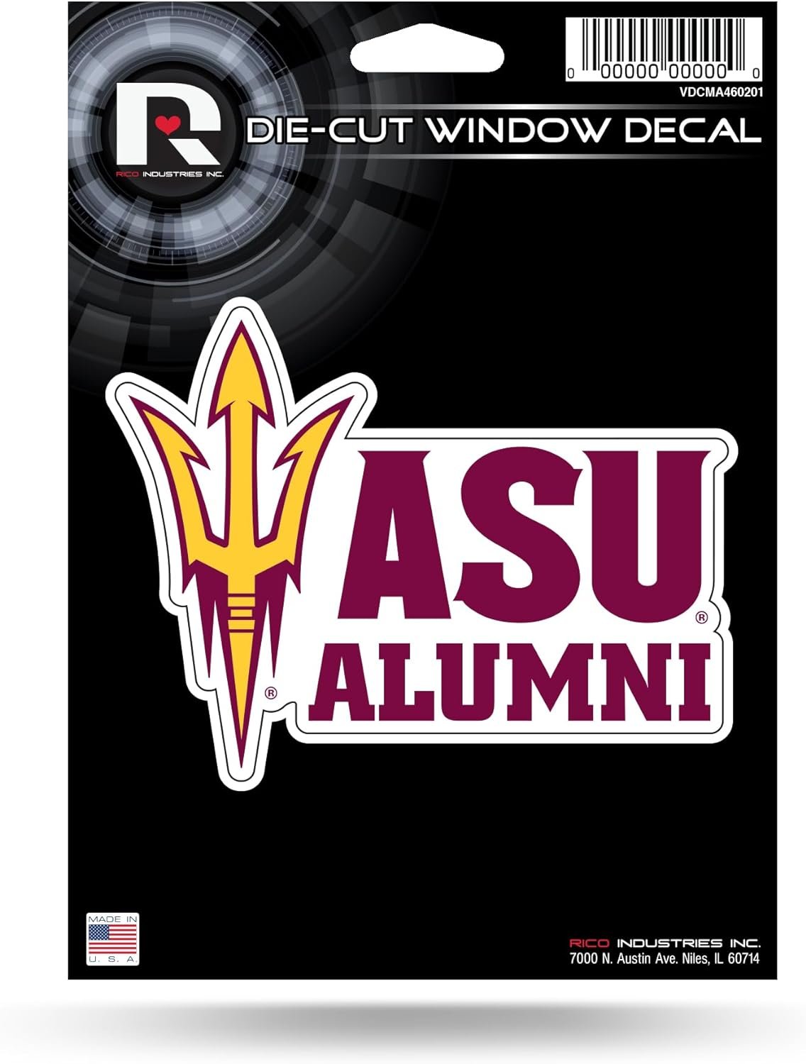 Arizona State University Sun Devils Alumni 5 Inch Die Cut Decal Sticker, Flat Vinyl, Full Adhesive Backing, Peel & Stick Application
