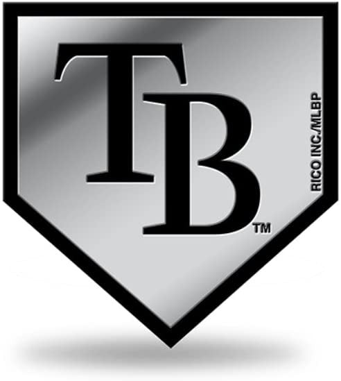 Tampa Bay Rays Auto Emblem, Silver Chrome Color, Raised Molded Plastic, 3.5 Inch, Adhesive Tape Backing 1