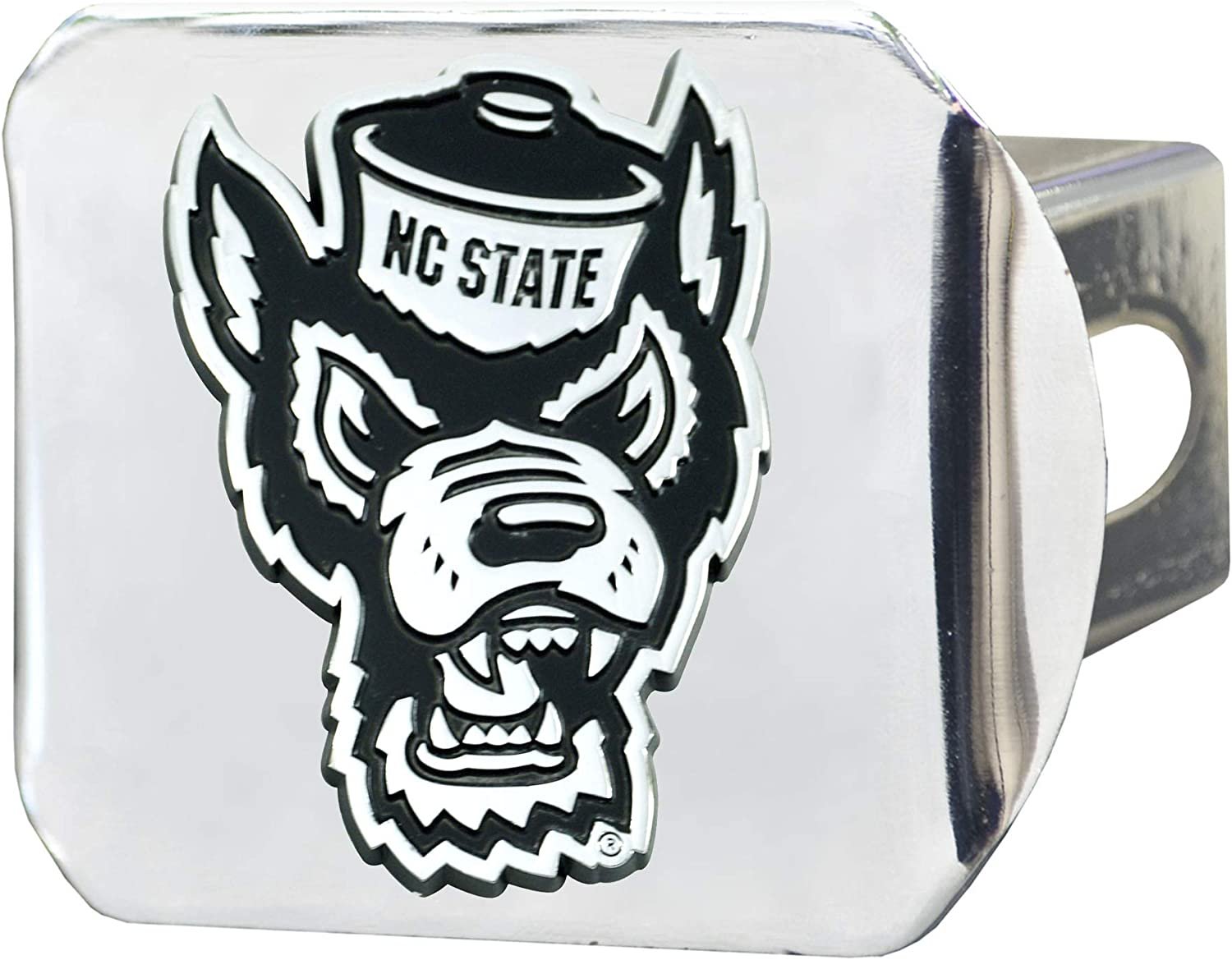 North Carolina State University Wolfpack Hitch Cover Solid Metal with Raised Chrome Metal Emblem 2" Square Type III