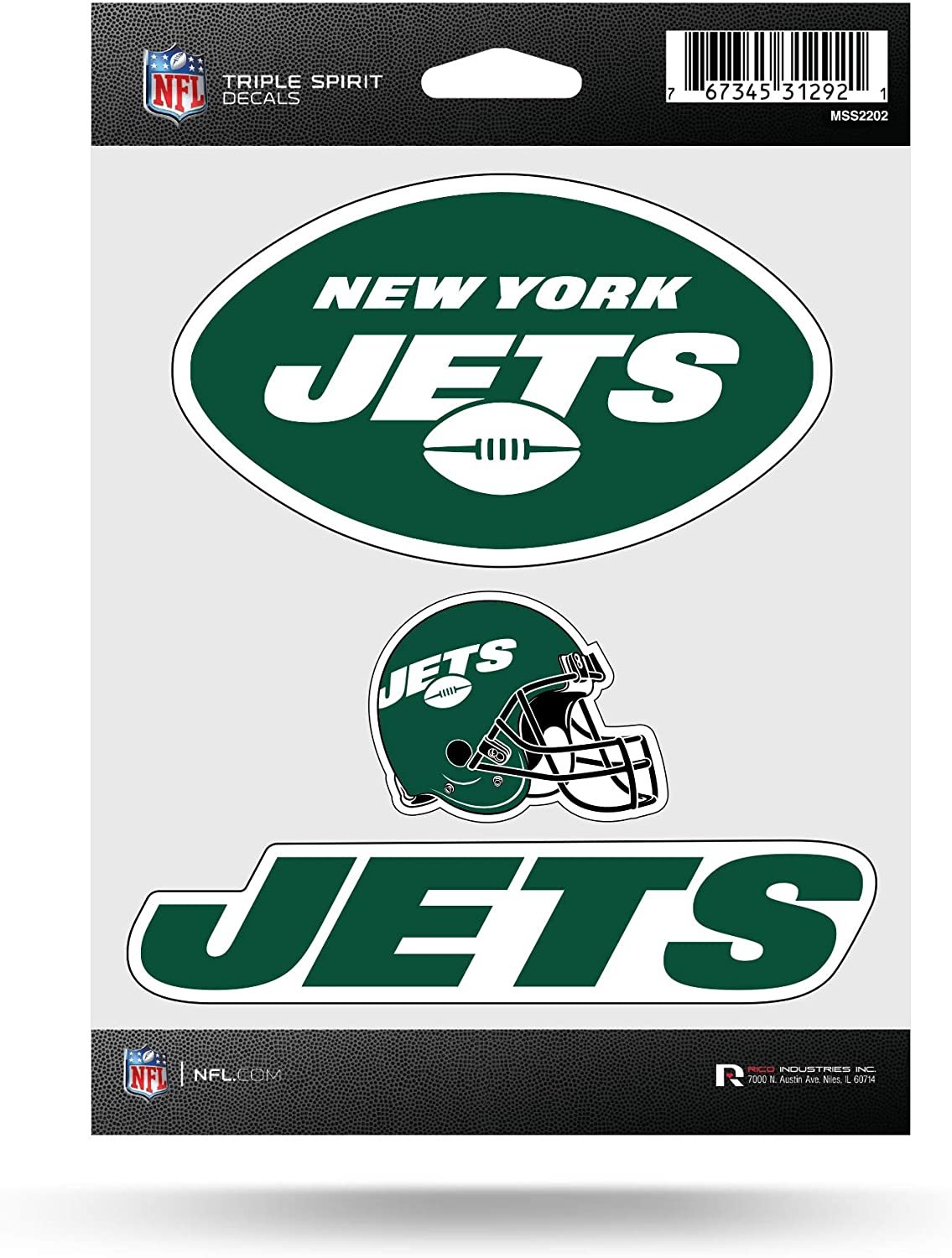 NFL New York Jets Die Cut 3-Piece Triple Spirit Sticker Sheet 1