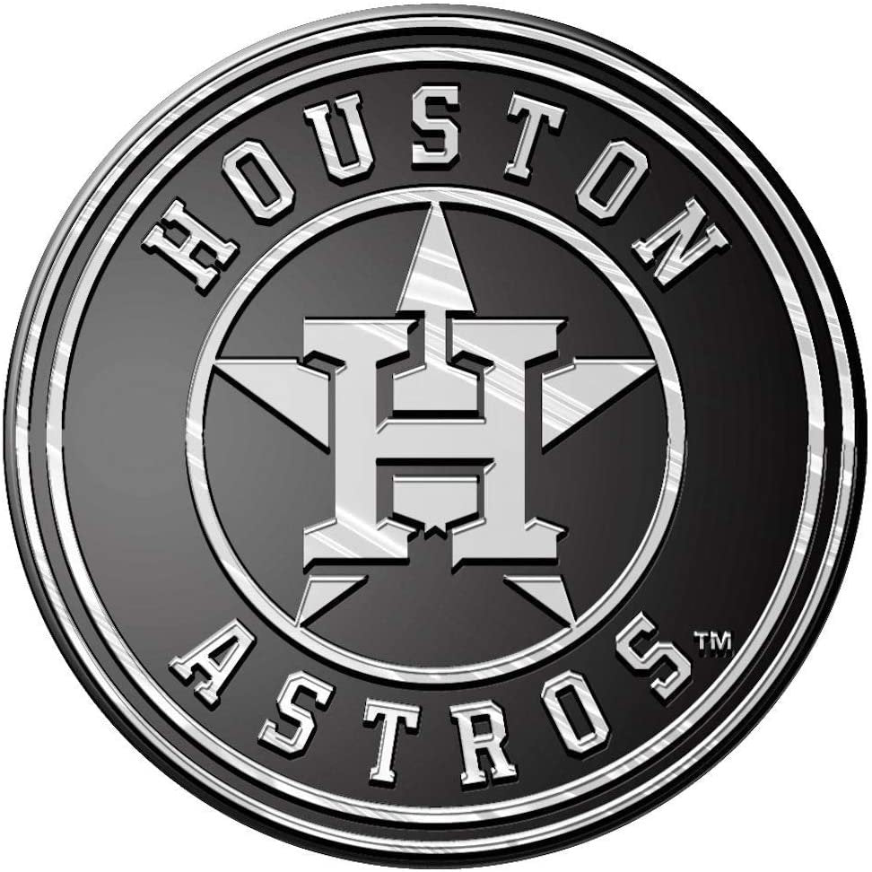 Houston Astros Auto Emblem, Plastic Molded, Silver Chrome Color, Raised 3D Effect, Adhesive Backing 1