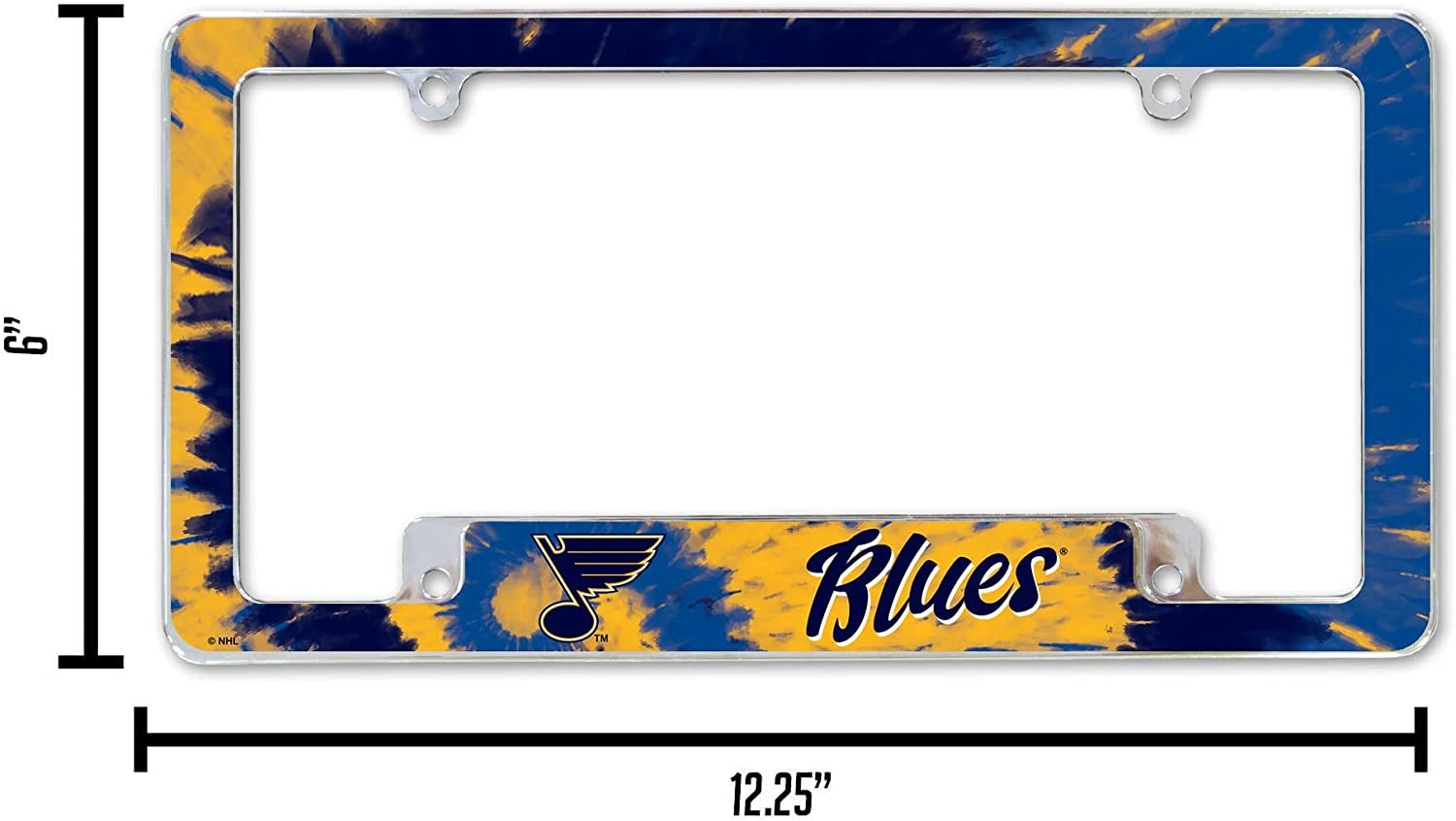 St Louis Blues Metal License Plate Frame Chrome Tag Cover Tie Dye Design 6x12 Inch 5