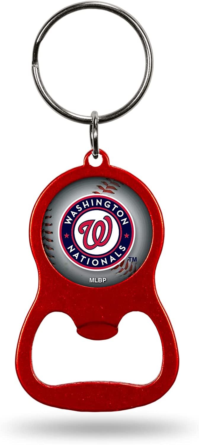 Washington Nationals Premium Solid Metal Bottle Opener Keychain, Key Ring, Team Color 1