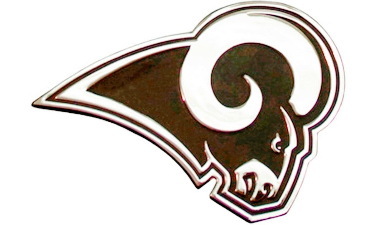 Los Angeles Rams Premium Solid Metal Raised Auto Emblem Chrome Decal Adhesive Tape Backing 1