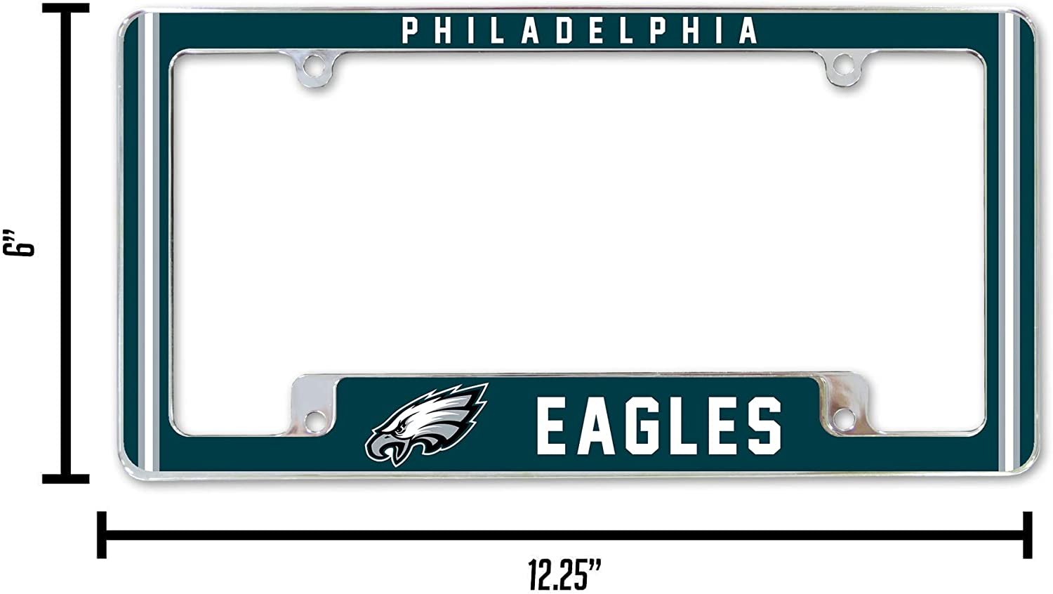 Philadelphia Eagles Metal License Plate Frame Chrome Tag Cover Alternate Design 6x12 Inch 5