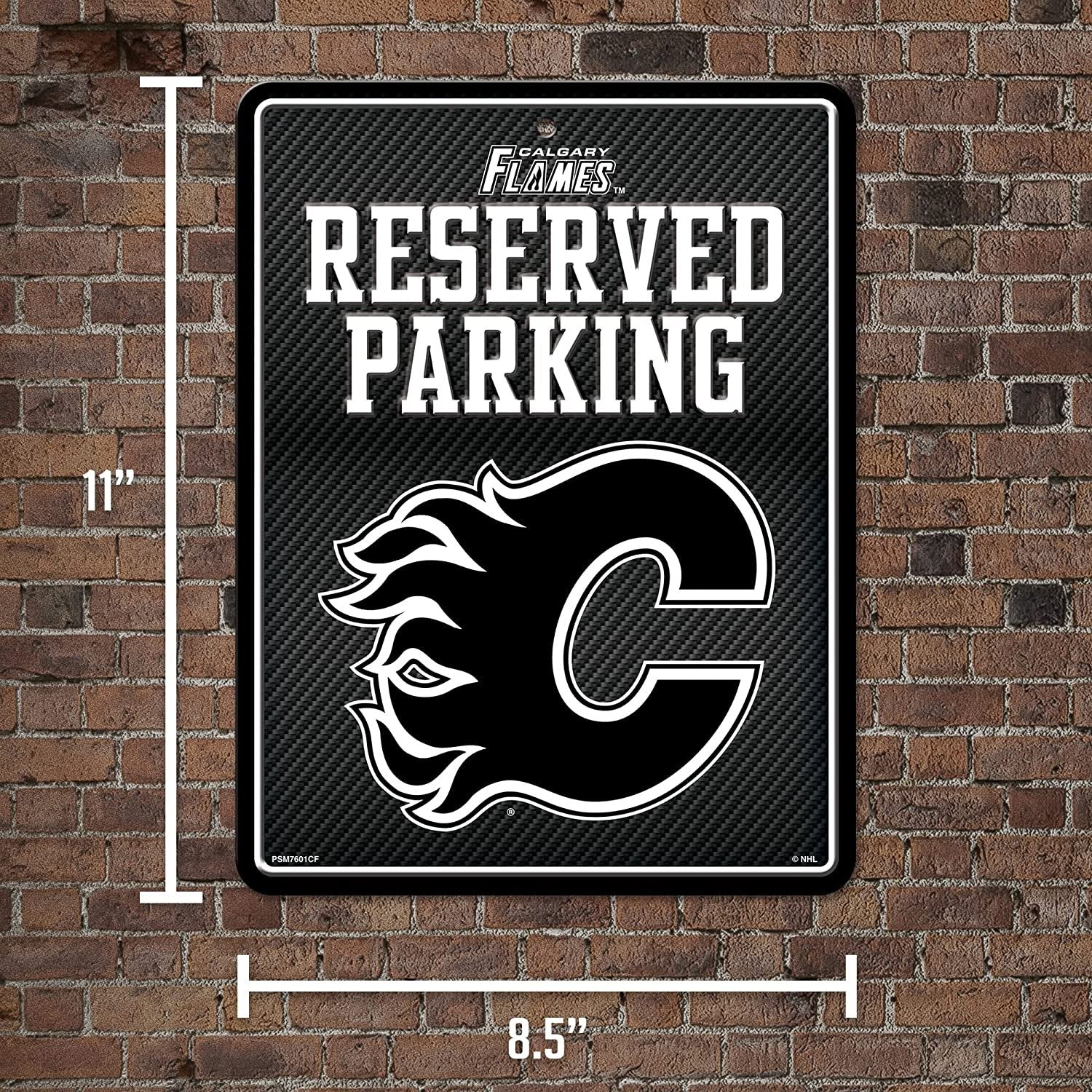 Calgary Flames Metal Parking Sign, Carbon Fiber Design 8.5x11 Inch 3