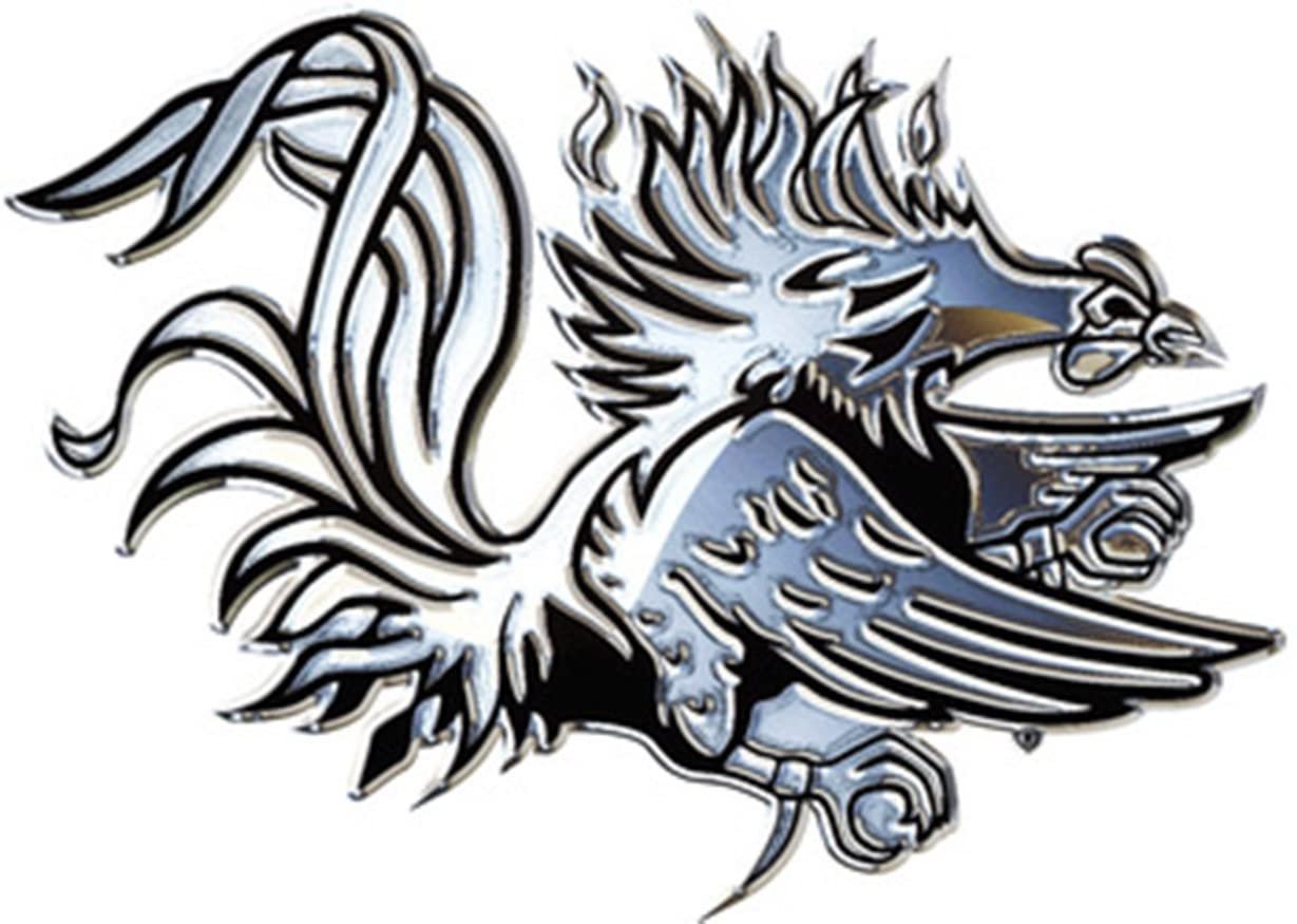 University of South Carolina Gamecocks Premium Solid Metal Raised Auto Emblem, Shape Cut, Adhesive Backing 1