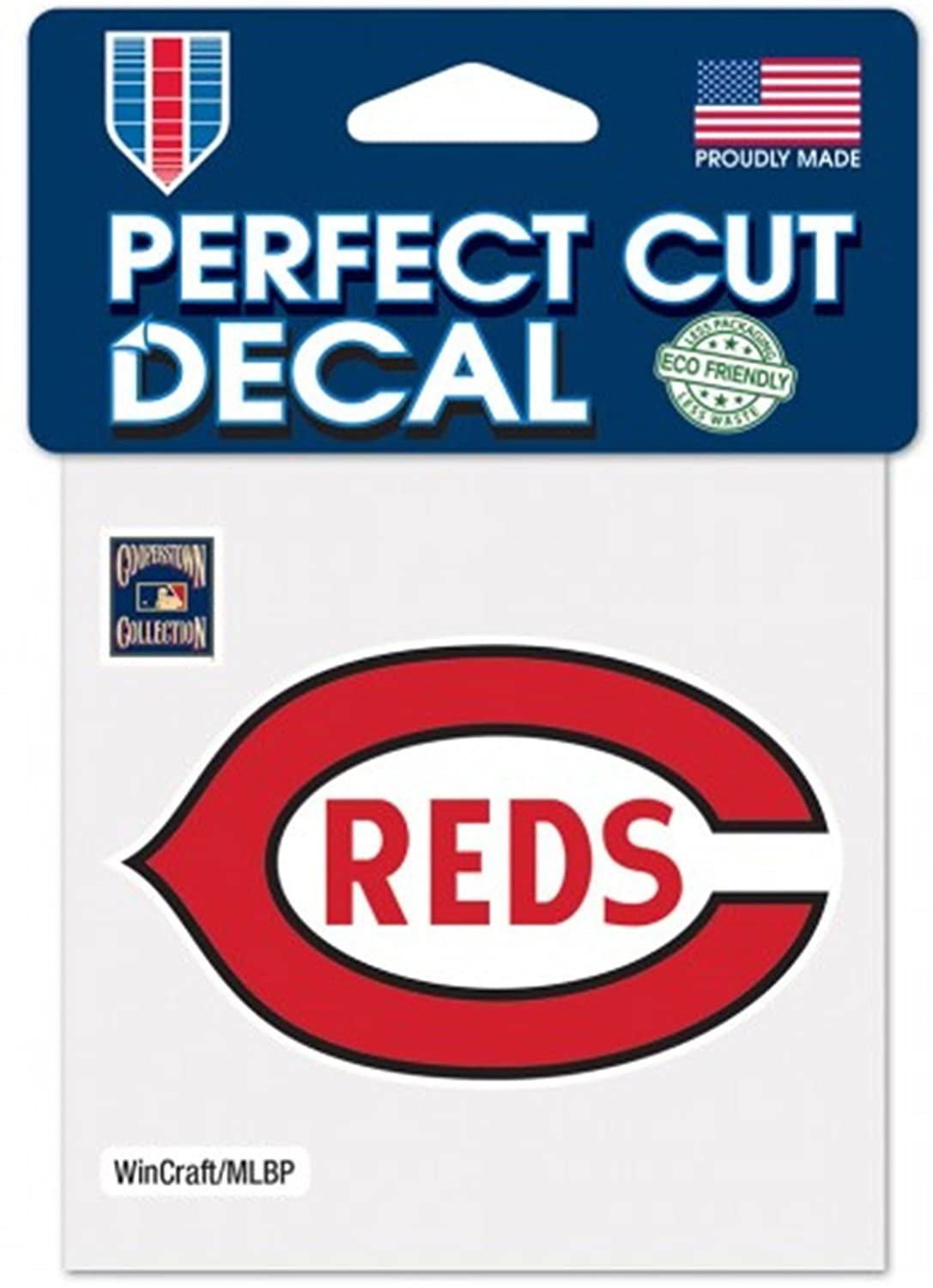 Cincinnati Reds 4x4 Inch Die Cut Decal Sticker, Cooperstown Retro Logo, Clear Backing 1