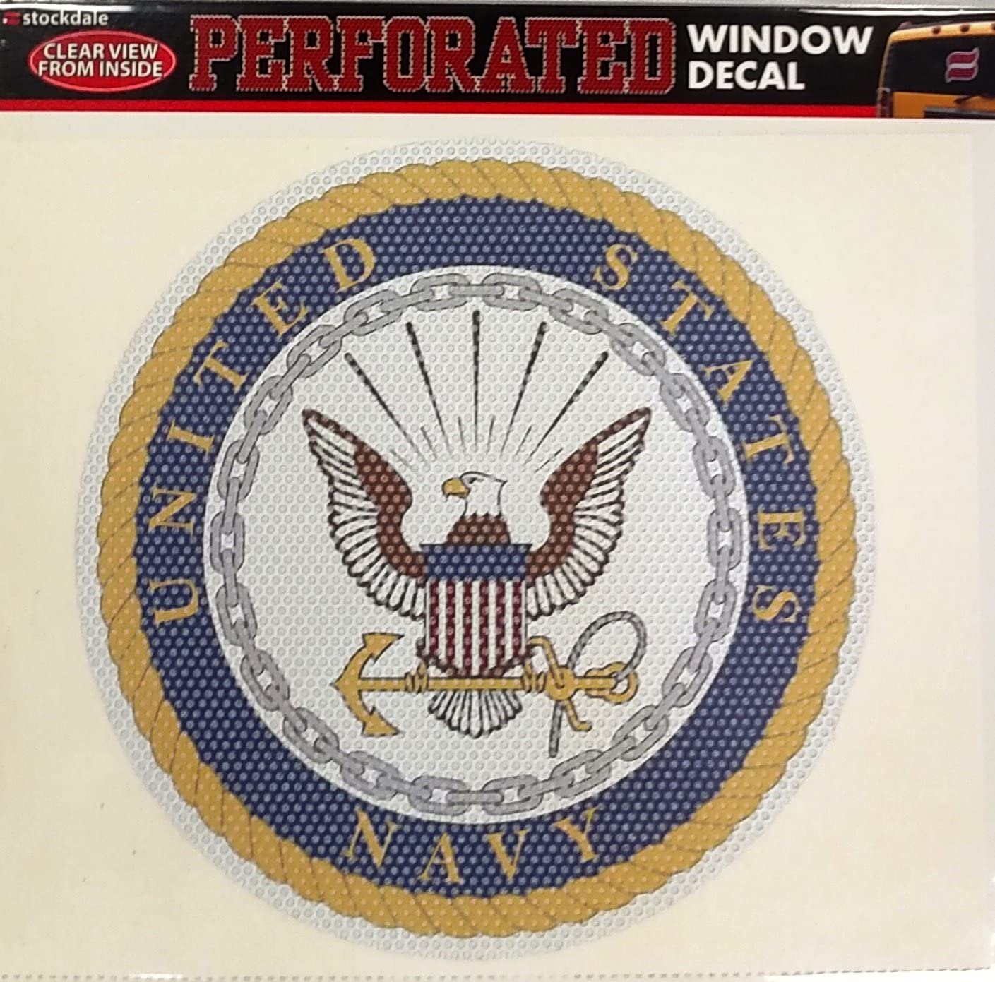 United States Navy Military 8 Inch Preforated Window Film Decal Sticker, One-Way Vision, Adhesive Backing 1