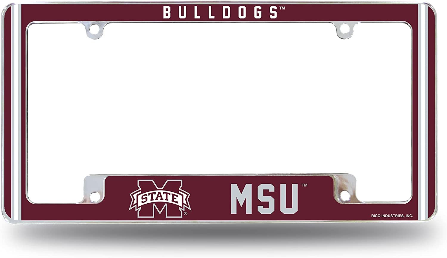 Mississippi State University Bulldogs Metal License Plate Frame Chrome Tag Cover Alternate Design 6x12 Inch 1