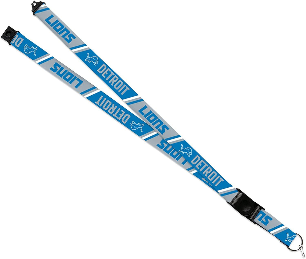 Detroit Lions Lanyard Keychain Double Sided Breakaway Safety Design Adult 18 Inch