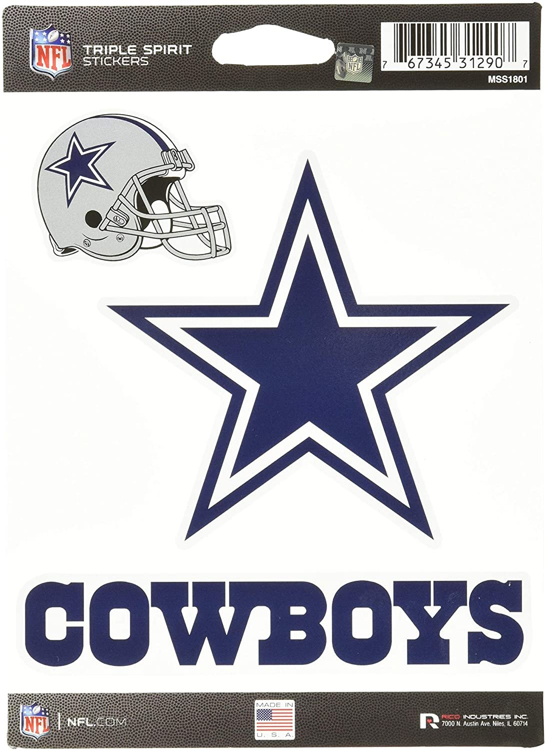NFL Dallas Cowboys Die Cut 3-Piece Triple Spirit Sticker Sheet 1