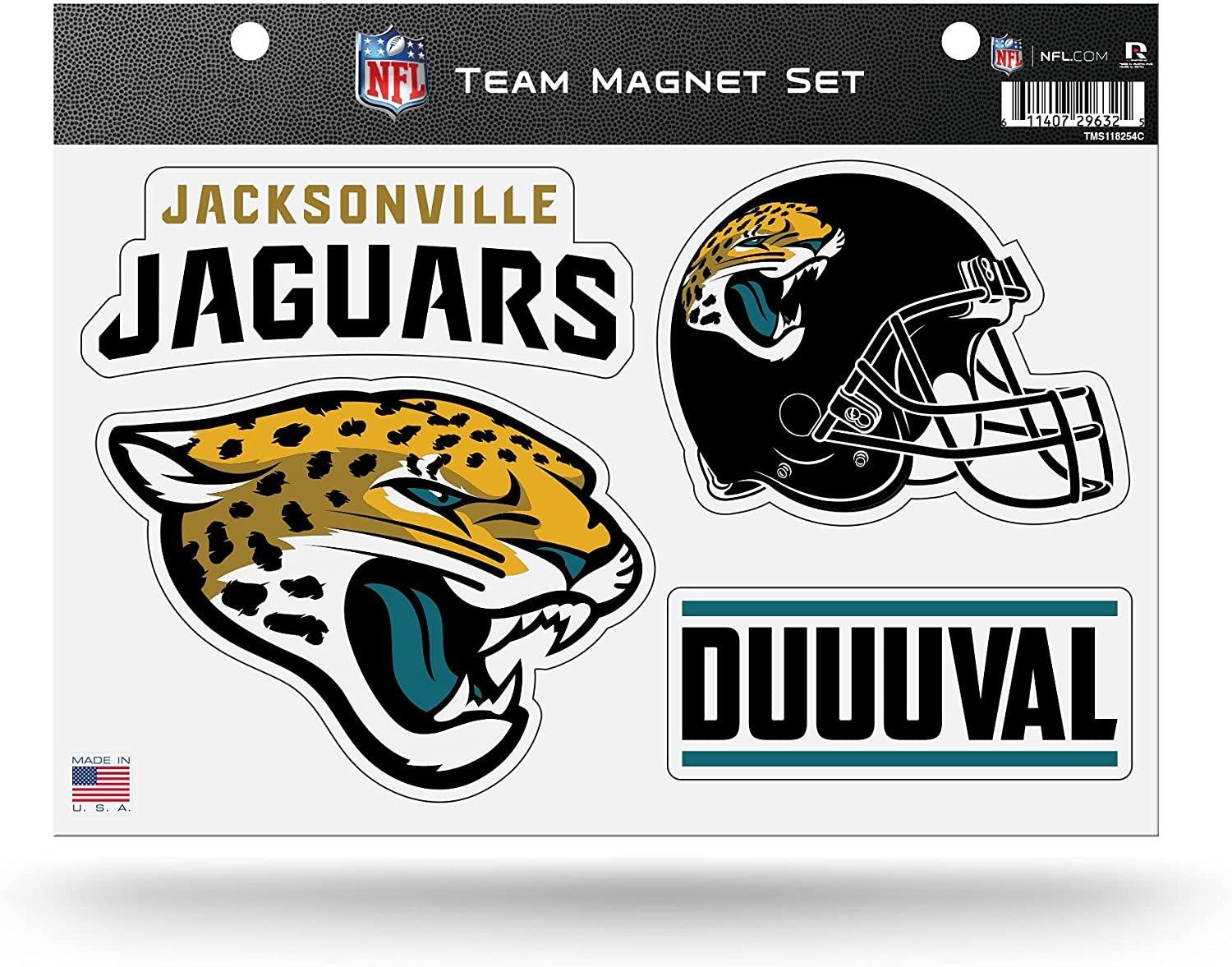 Jacksonville Jaguars 4 Piece Team Magnet Sheet Set 8.5x11 Inch Alternate Design 1