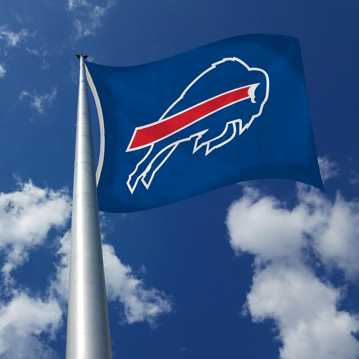 Buffalo Bills 3x5 Foot Flag Banner, Metal Grommets, Indoor or Outdoor Use, Single Sided, Blue Background 3
