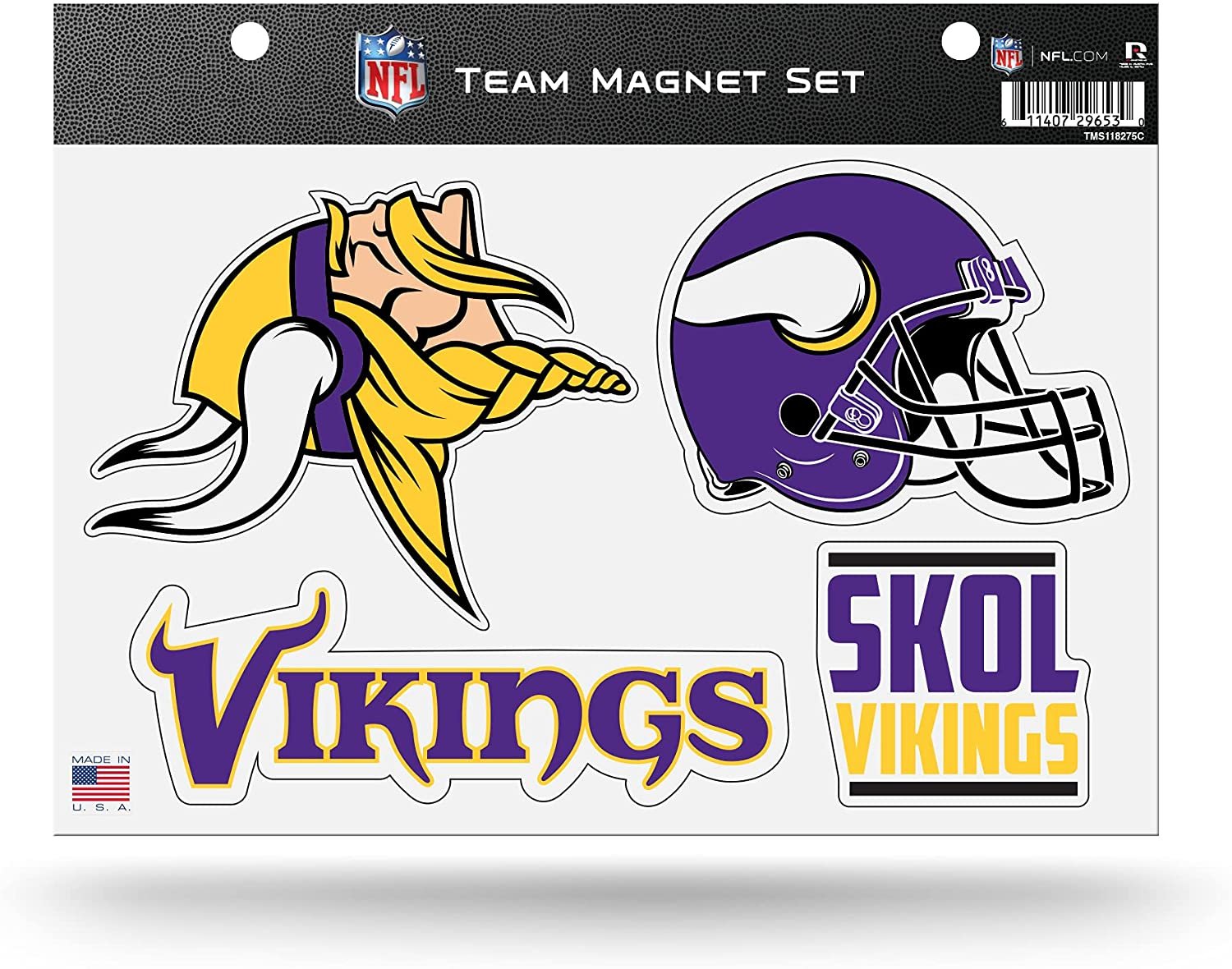 Rico Industries NFL Minnesota Vikings 8.5" x 11" Team Magnet Set for Car, Refrigerator, Fridge, Locker, Office Cabinet 1
