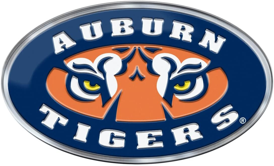 Auburn University Tigers Premium Aluminum Metal Raised Auto Emblem, Alternate Logo, Color Embossed, Full Adhesive Backing