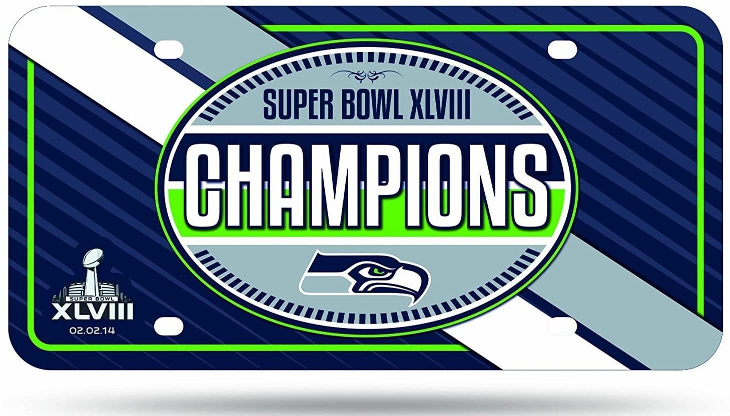 Seattle Seahawks Metal Auto Tag License Plate, 2014 Super Bowl XLVIII Champions, 6x12 Inch 1