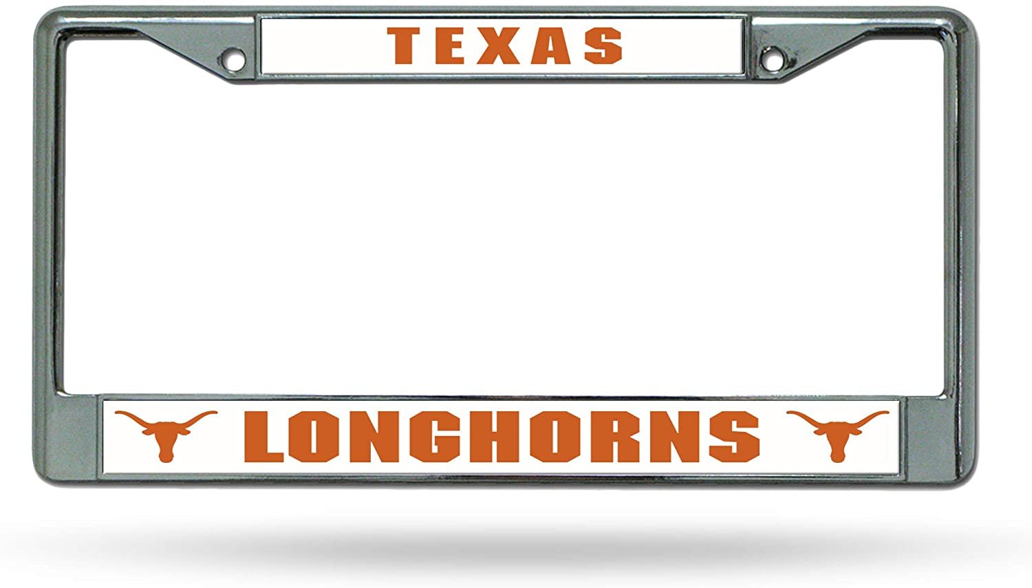 University of Texas Longhorns Premium Metal License Plate Frame Chrome Tag Cover, 12x6 Inch 1