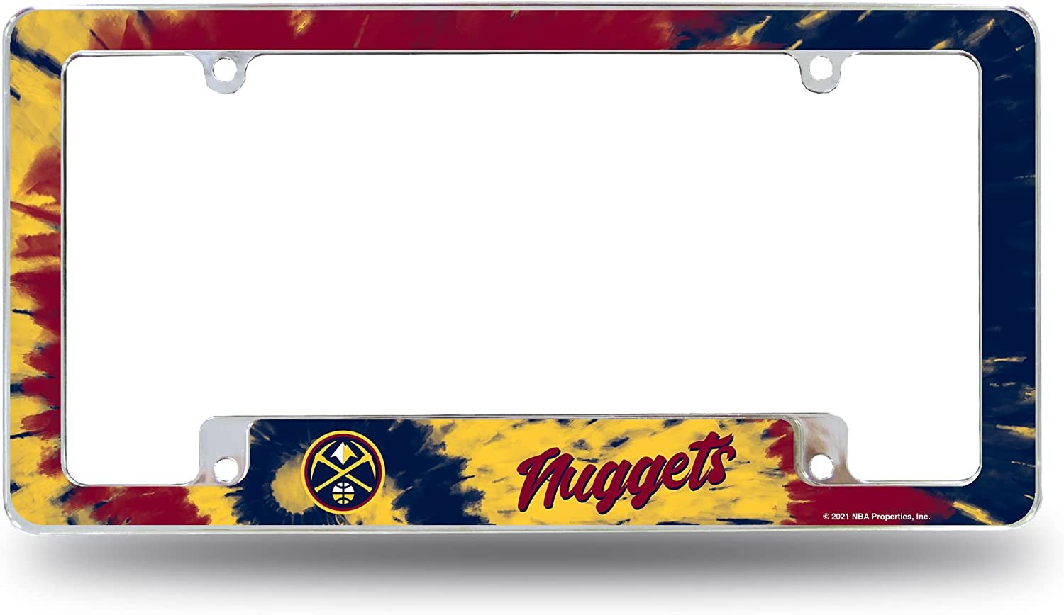Denver Nuggets Metal License Plate Frame Chrome Tag Cover Tie Dye Design 6x12 Inch 1