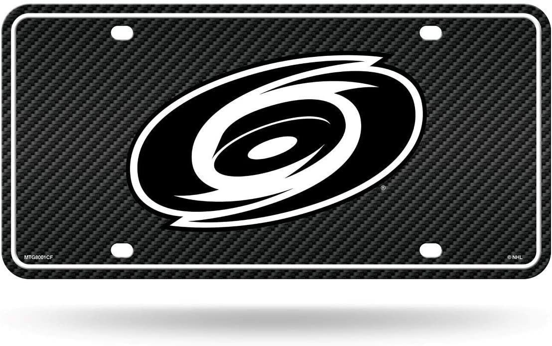 Carolina Hurricanes Metal Auto Tag License Plate, Carbon Fiber Design, 6x12 Inch