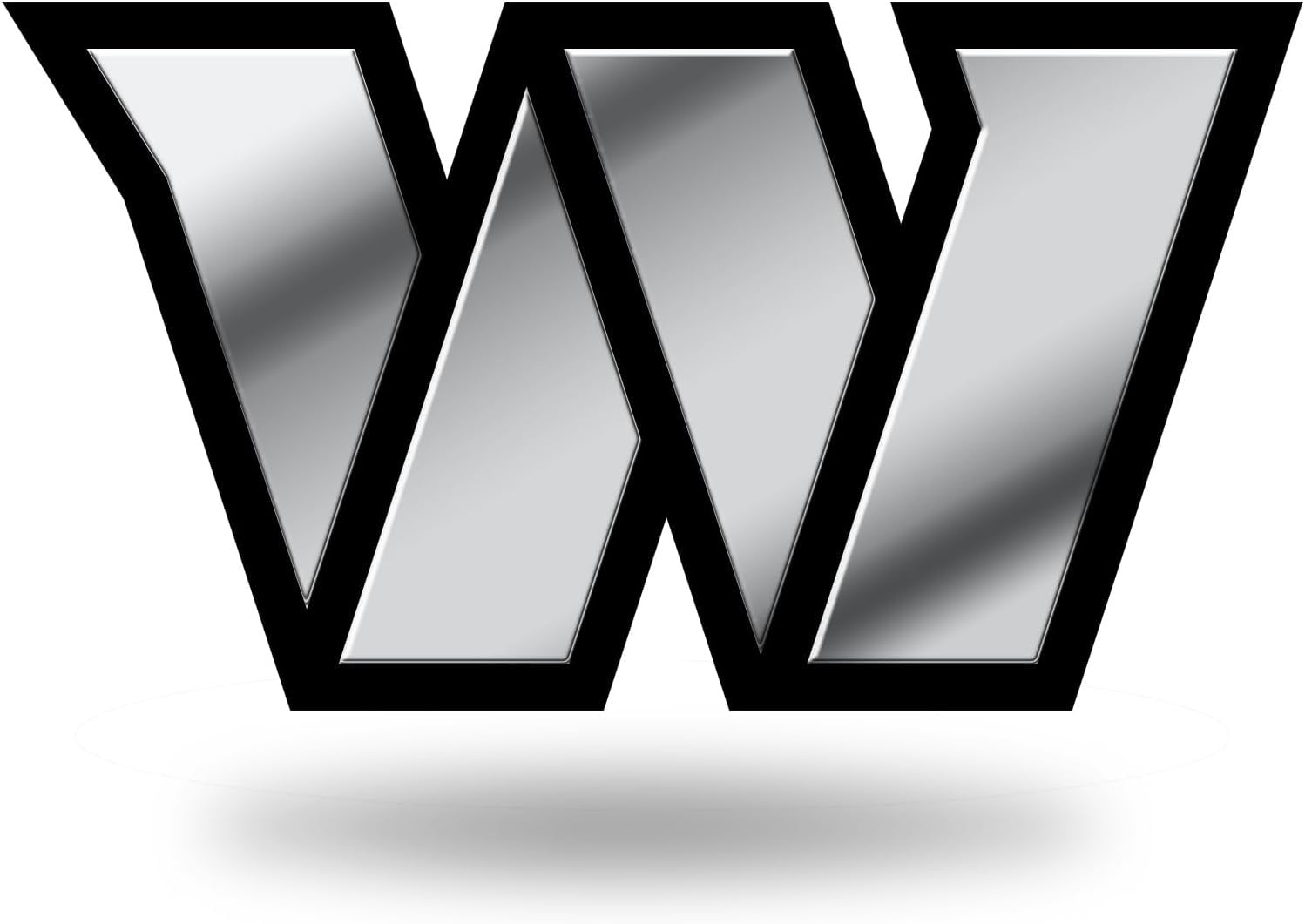 Washington Commanders Auto Emblem, Silver Chrome Color, Raised Molded Plastic, 3.5 Inch, Adhesive Tape Backing 1